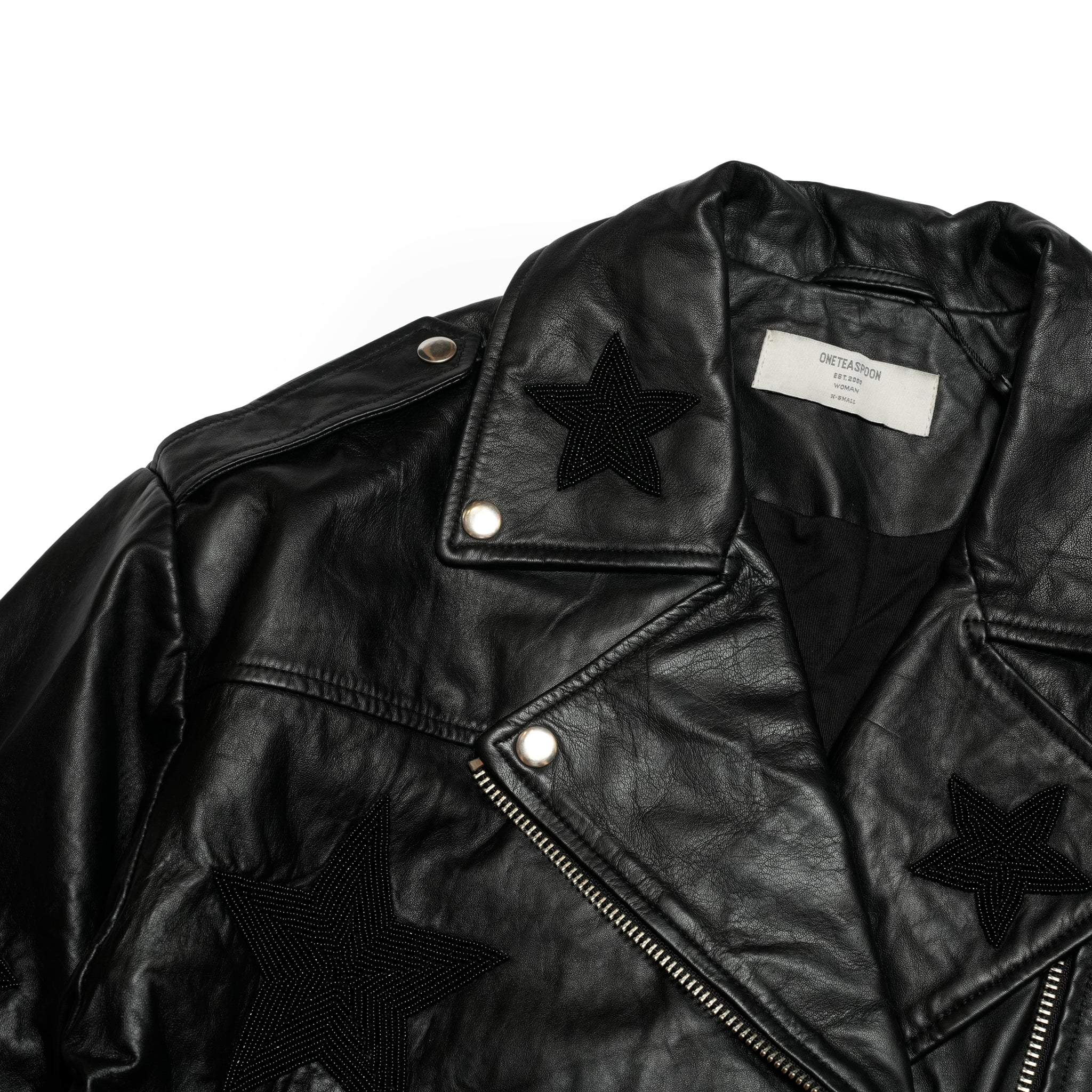BIKER BOYFRIEND EMBELLISHED MOTO LEATHER JACKET | Color_Black Star | No_26627b_black star【ONE TEASPOON_ワンティースプーン】
