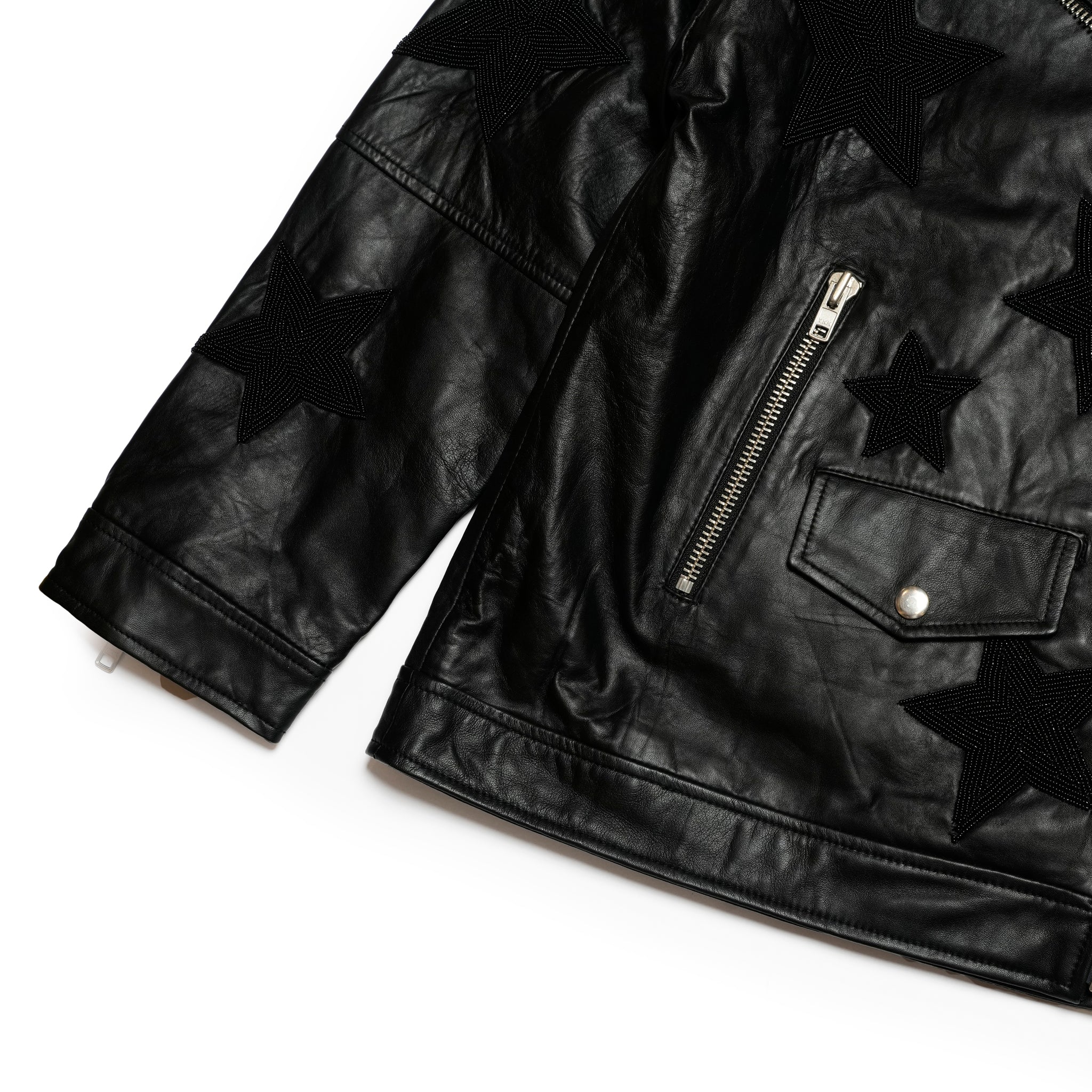 BIKER BOYFRIEND EMBELLISHED MOTO LEATHER JACKET | Color_Black Star | No_26627b_black star【ONE TEASPOON_ワンティースプーン】