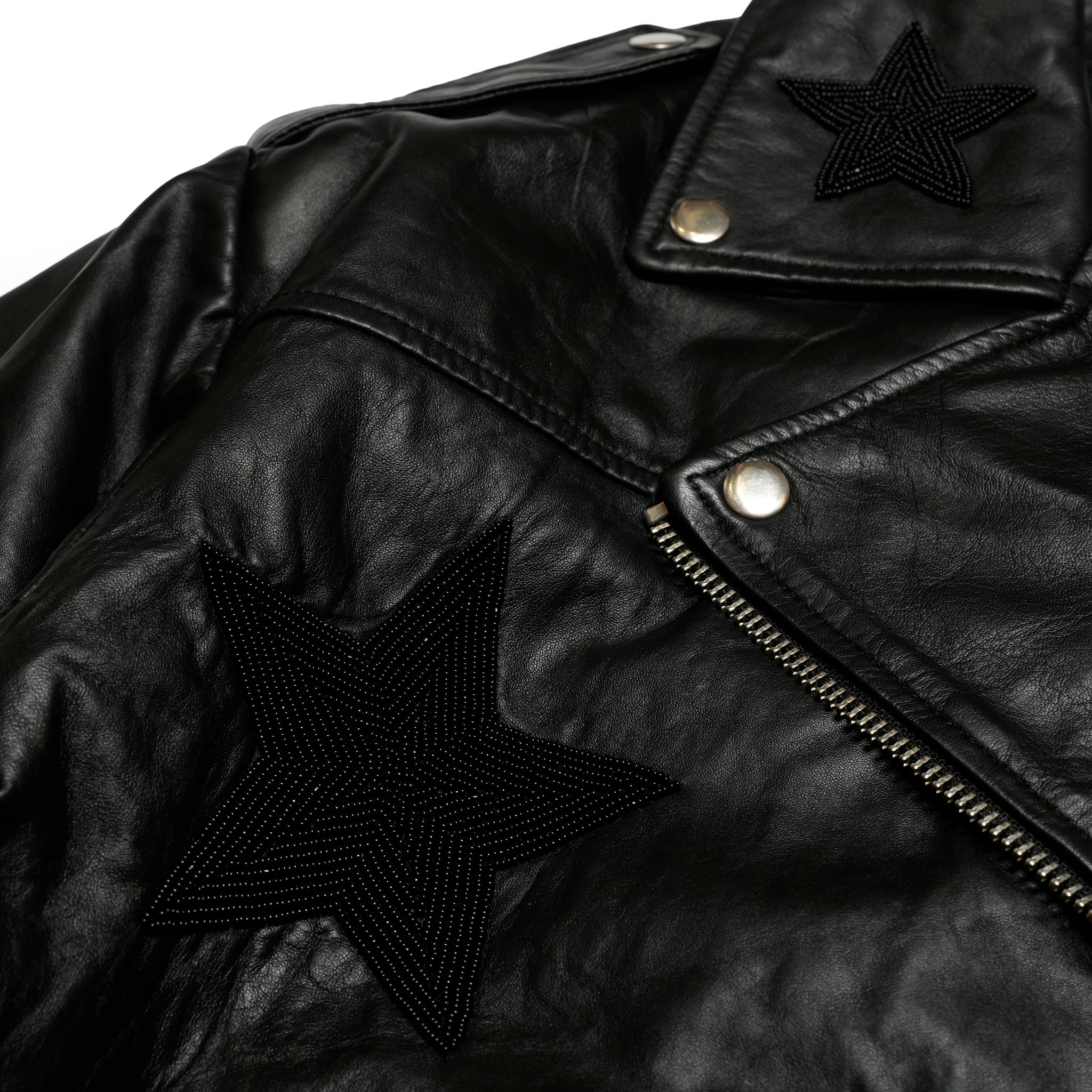 BIKER BOYFRIEND EMBELLISHED MOTO LEATHER JACKET | Color_Black Star | No_26627b_black star【ONE TEASPOON_ワンティースプーン】
