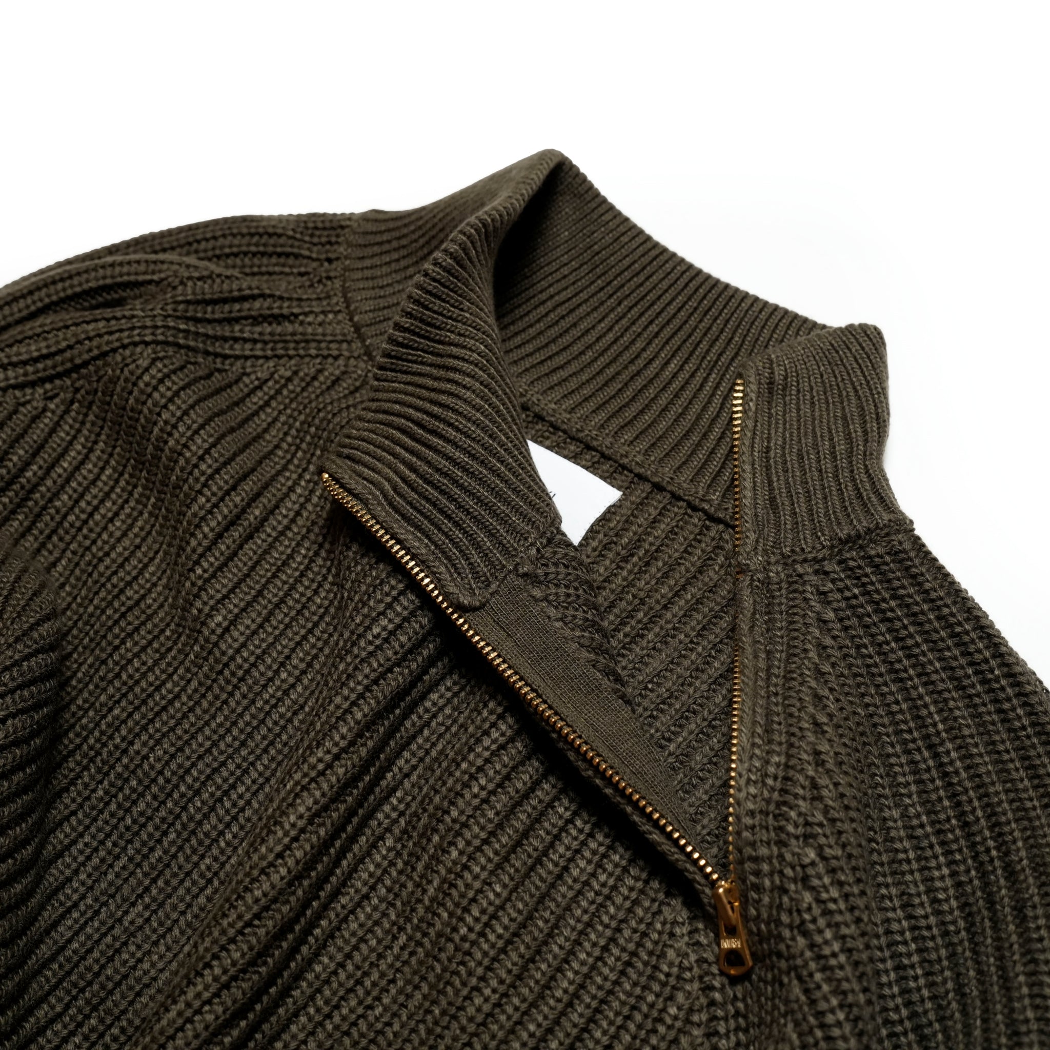 MIL24FKN3031_KHAKI | HALF ZIP MIL KNIT TOP | Color:Khaki【KHA:KI_カーキ】