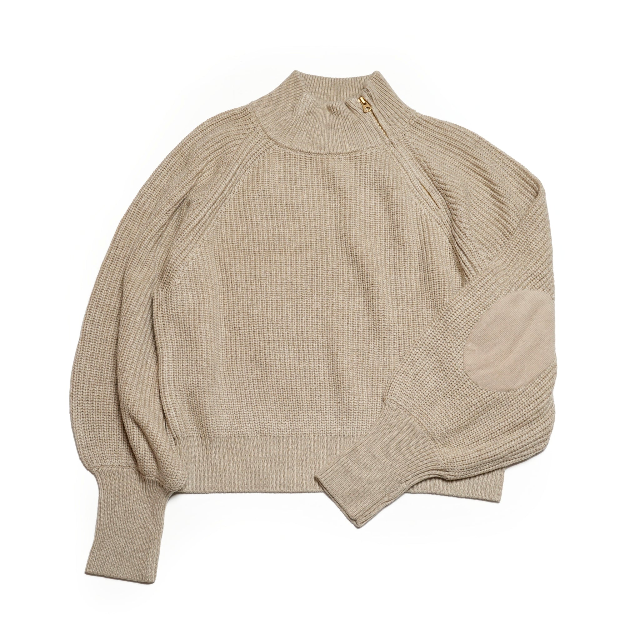 MIL24FKN3031_ECRU | HALF ZIP MIL KNIT TOP | Ecru | KHA:KI
