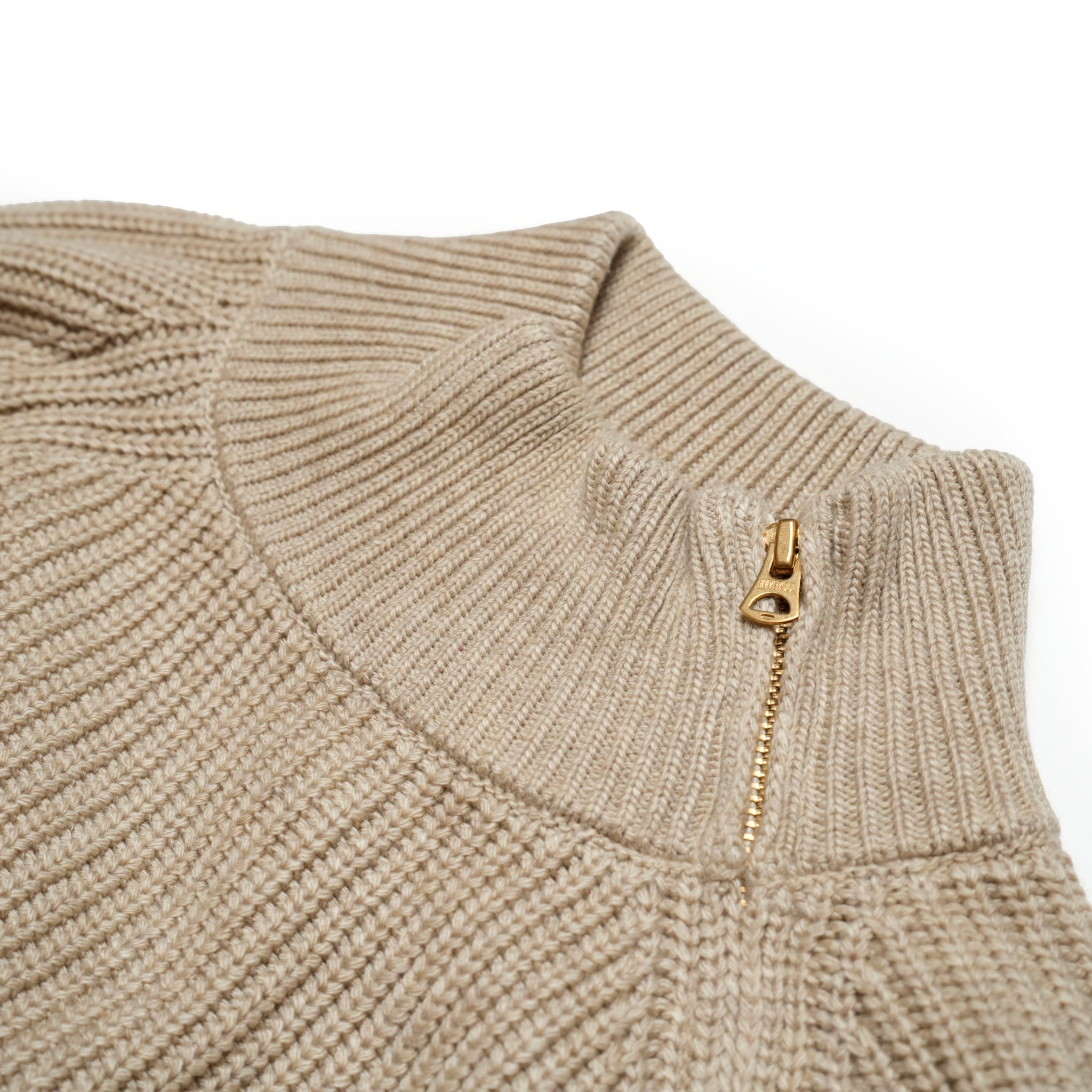 MIL24FKN3031_ECRU | HALF ZIP MIL KNIT TOP | Ecru | KHA:KI