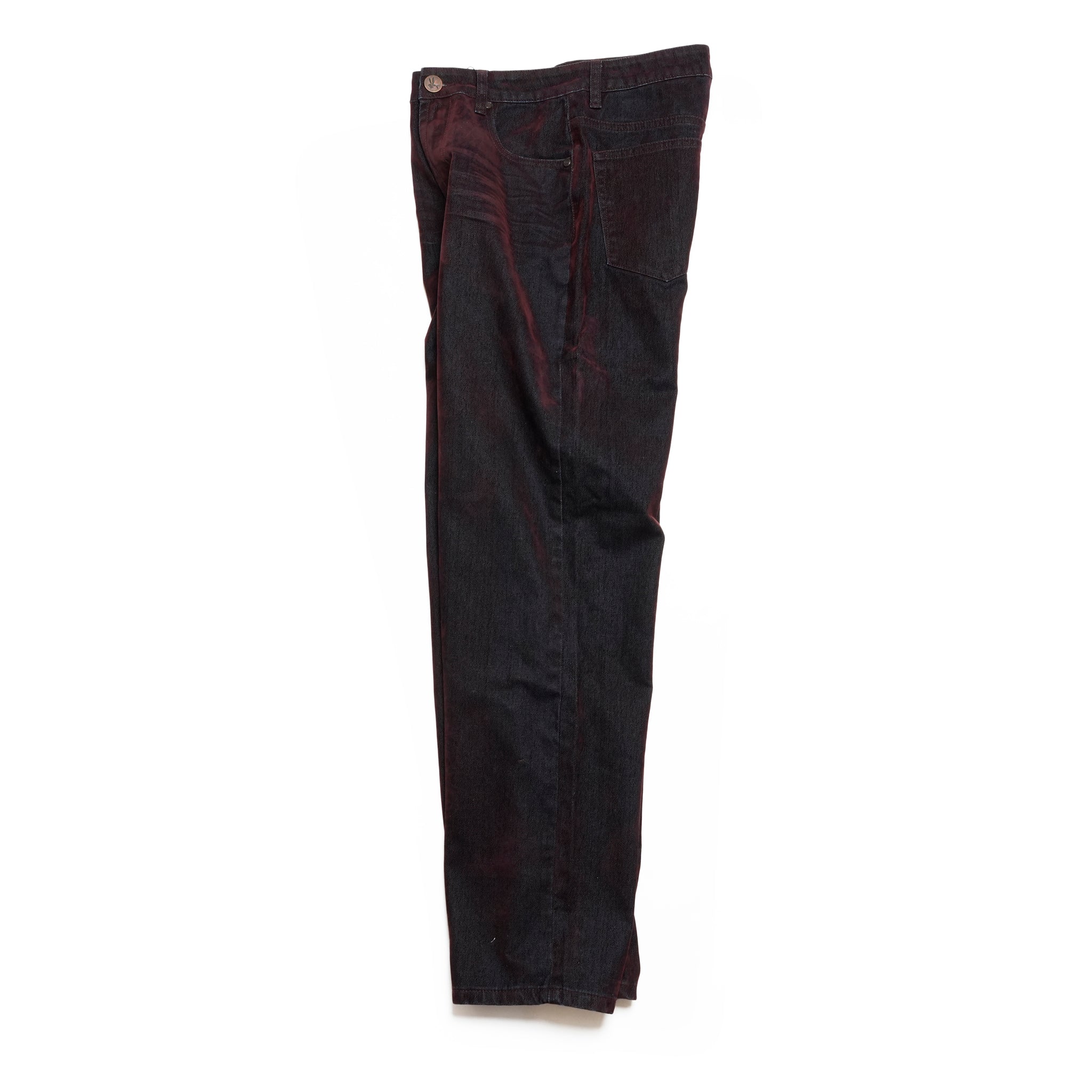 JACKSON MID WAIST WIDE LEG VELVET FINISH DENIM JEANS | Color_Flocked Maroon | No_27241_flocked maroon【ONE TEASPOON_ワンティースプーン】