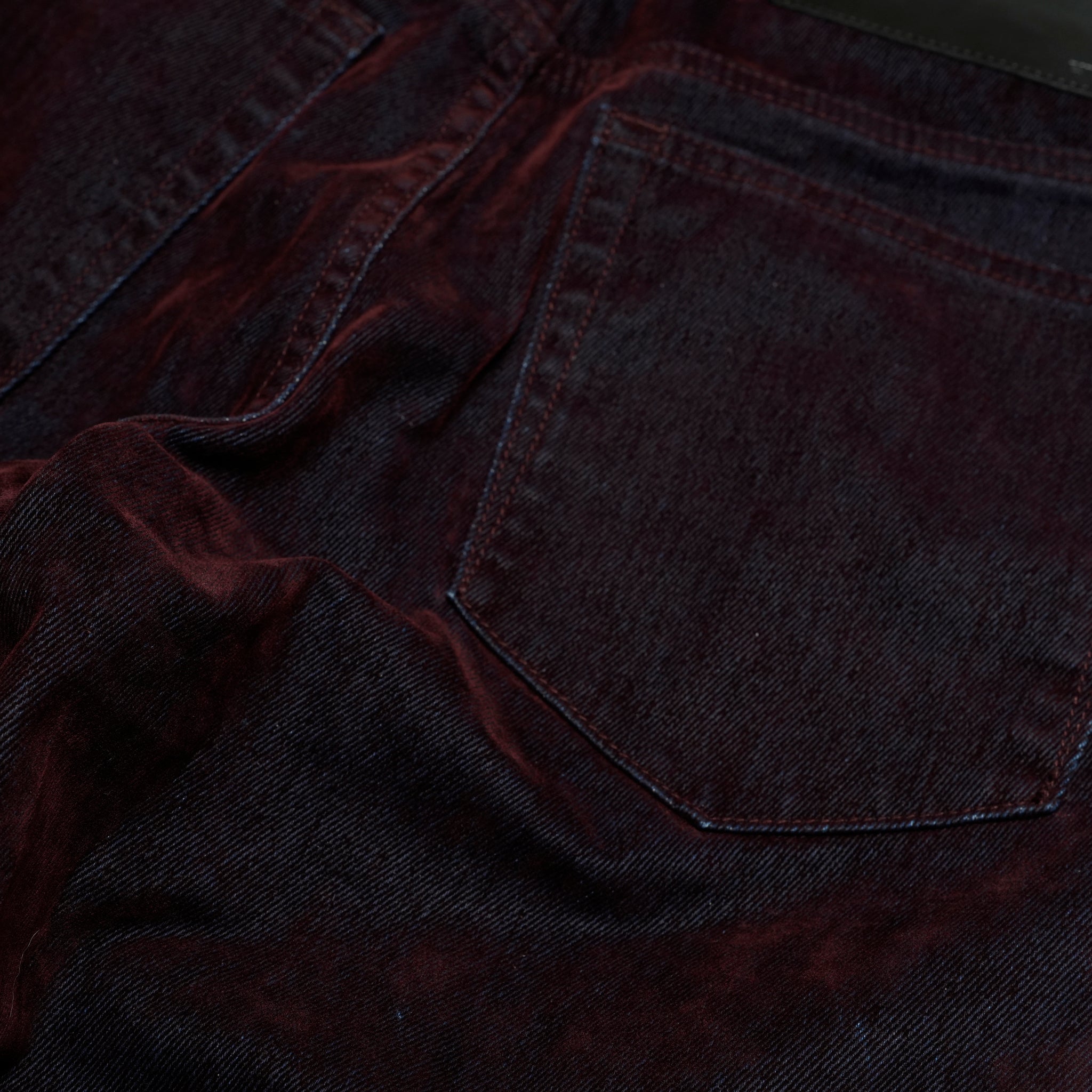 JACKSON MID WAIST WIDE LEG VELVET FINISH DENIM JEANS | Color_Flocked Maroon | No_27241_flocked maroon【ONE TEASPOON_ワンティースプーン】