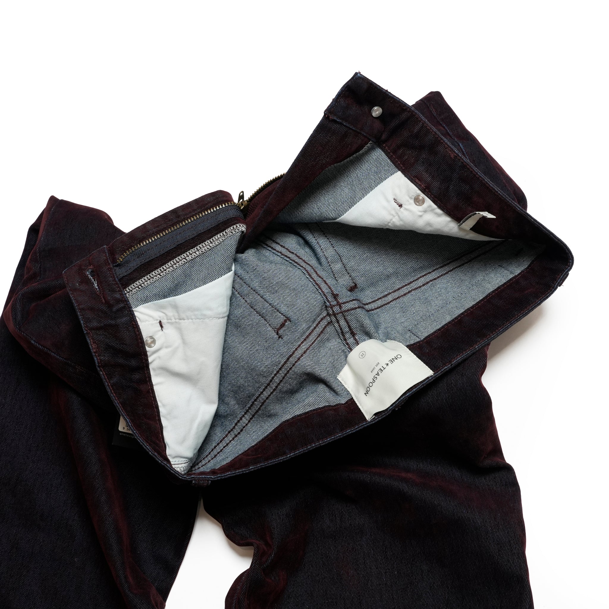 JACKSON MID WAIST WIDE LEG VELVET FINISH DENIM JEANS | Color_Flocked Maroon | No_27241_flocked maroon【ONE TEASPOON_ワンティースプーン】