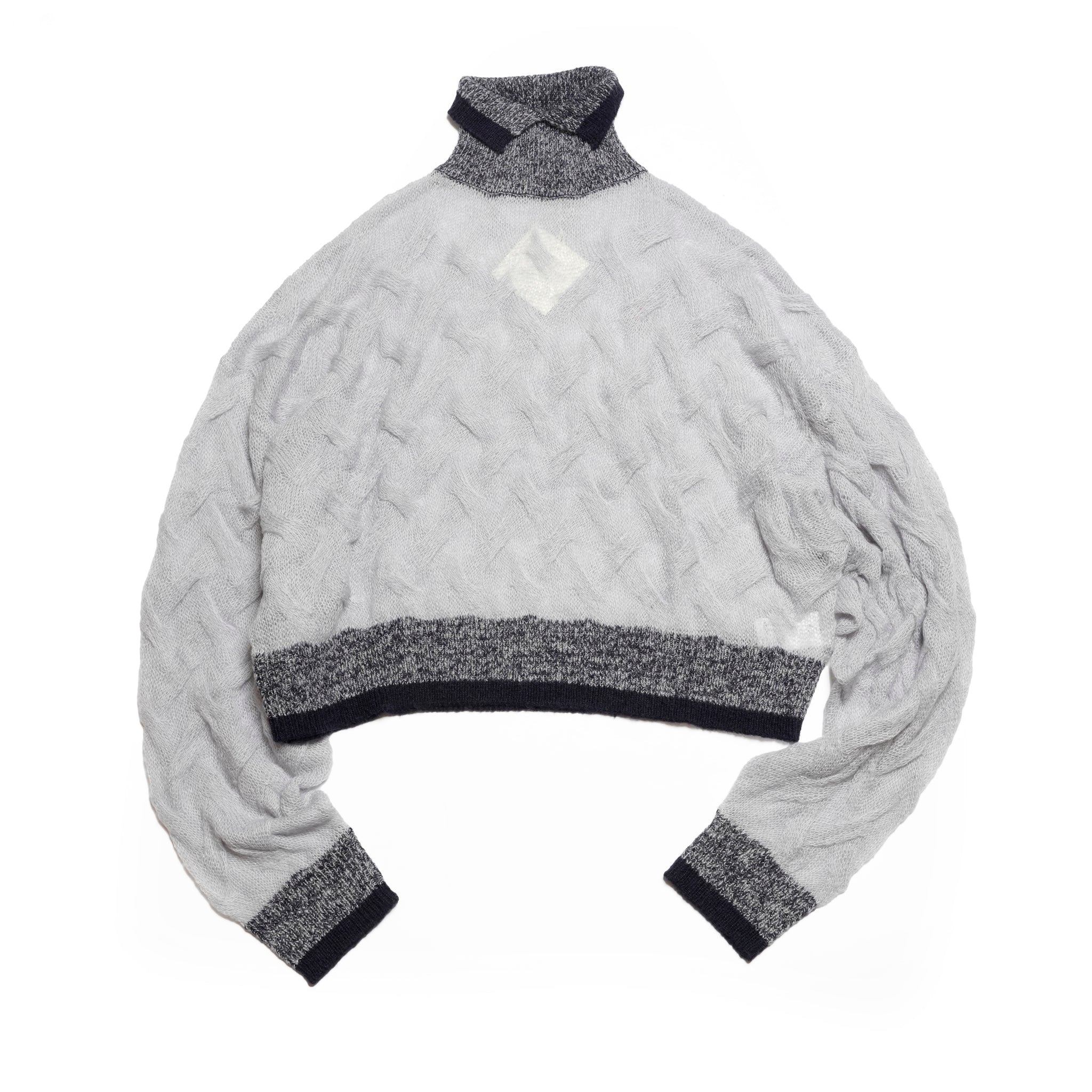 MOHAIR KNIT_SUPER LONG SLV. SLIT TURTLE – Lt Grey | 252-420_lt grey | CaRouseLamBRa