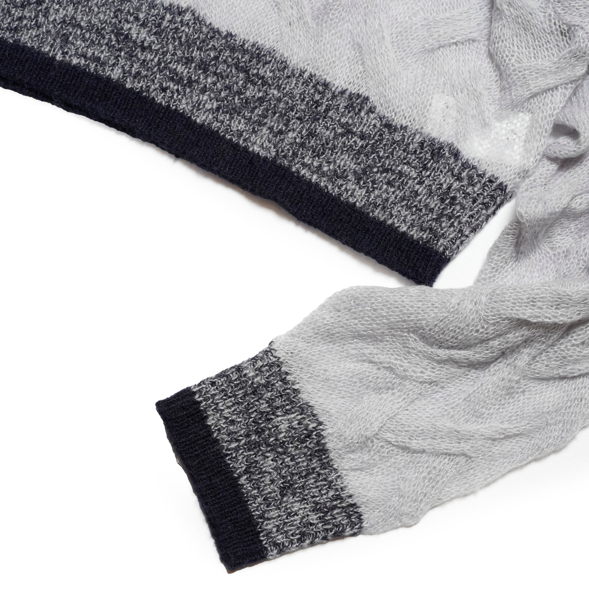 MOHAIR KNIT_SUPER LONG SLV. SLIT TURTLE – Lt Grey | 252-420_lt grey | CaRouseLamBRa