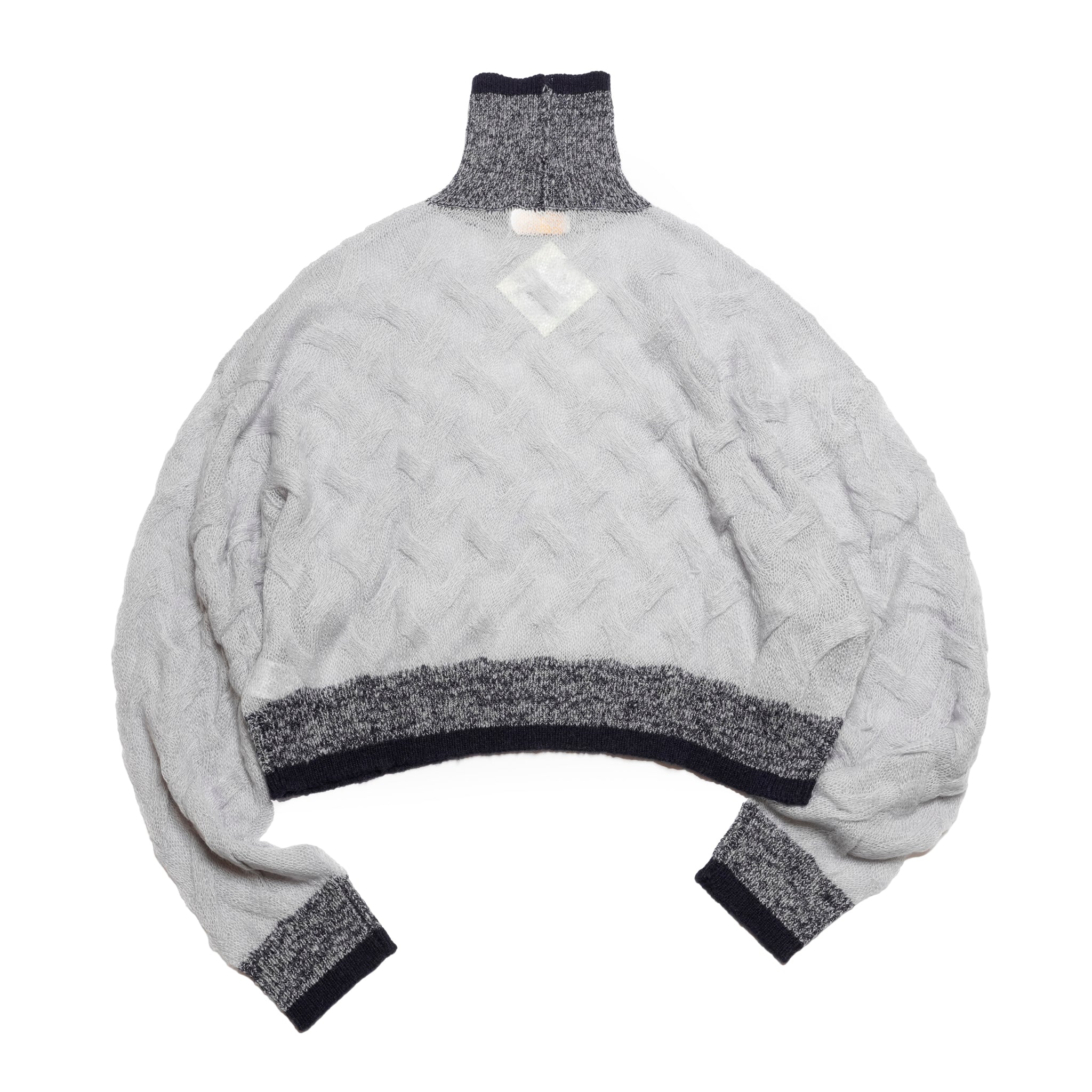 MOHAIR KNIT_SUPER LONG SLV. SLIT TURTLE – Lt Grey | 252-420_lt grey | CaRouseLamBRa