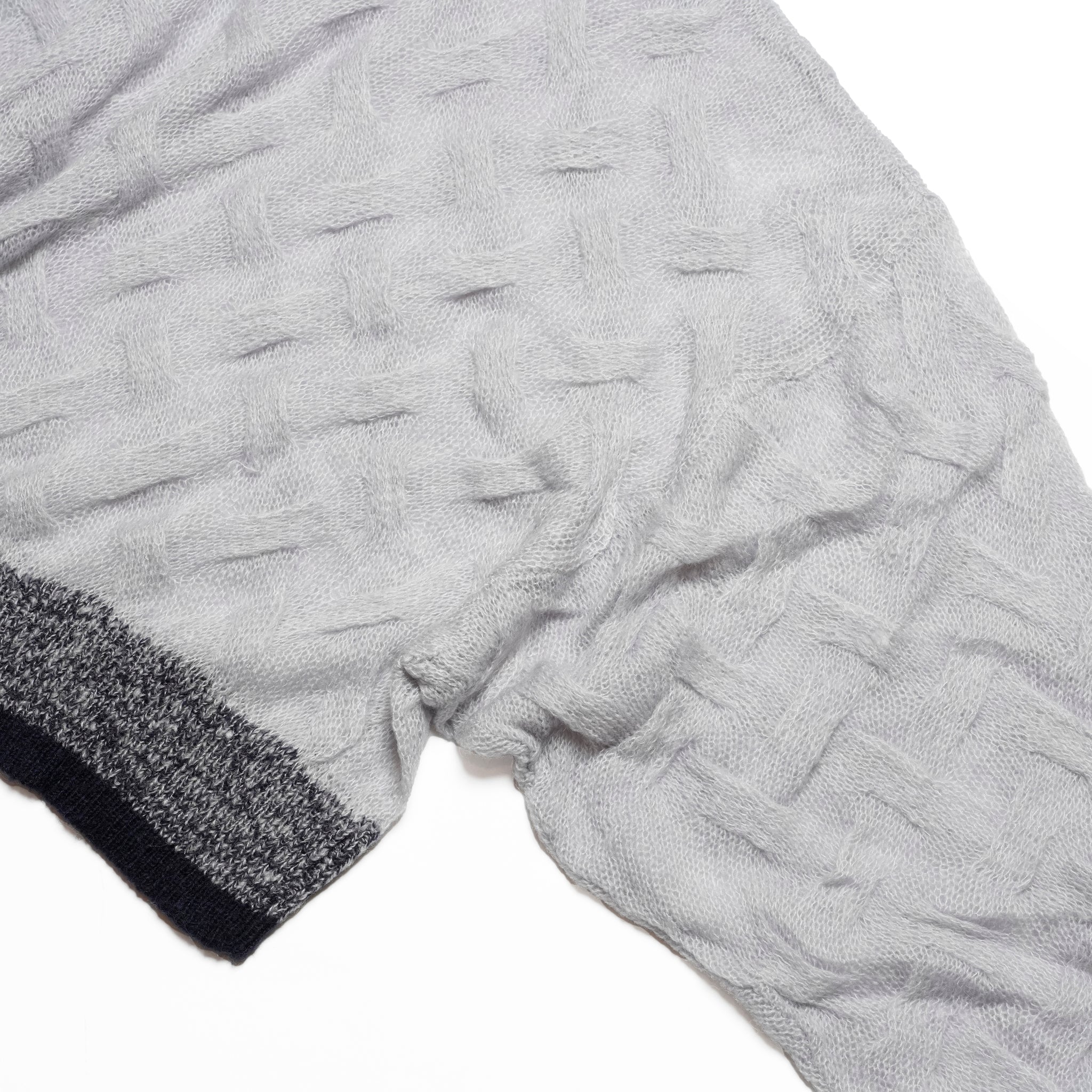 MOHAIR KNIT_SUPER LONG SLV. SLIT TURTLE – Lt Grey | 252-420_lt grey | CaRouseLamBRa