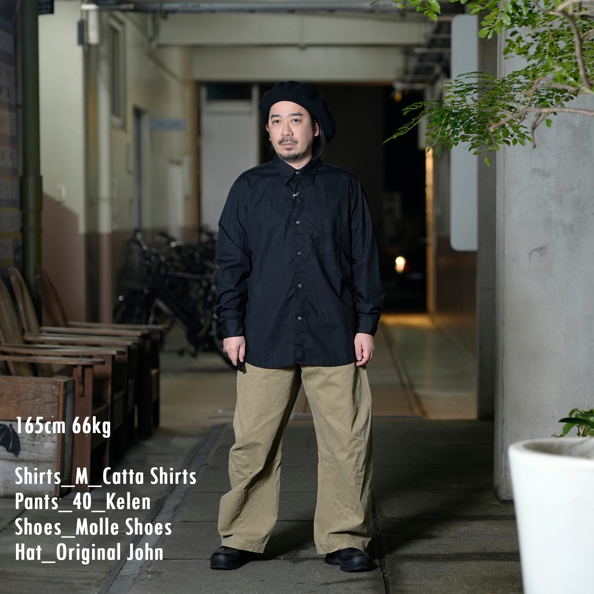 RG-03_BLACK | REGULAR COLLAR SHIRT-BROAD | Color:Black【CATTA_カッタ】