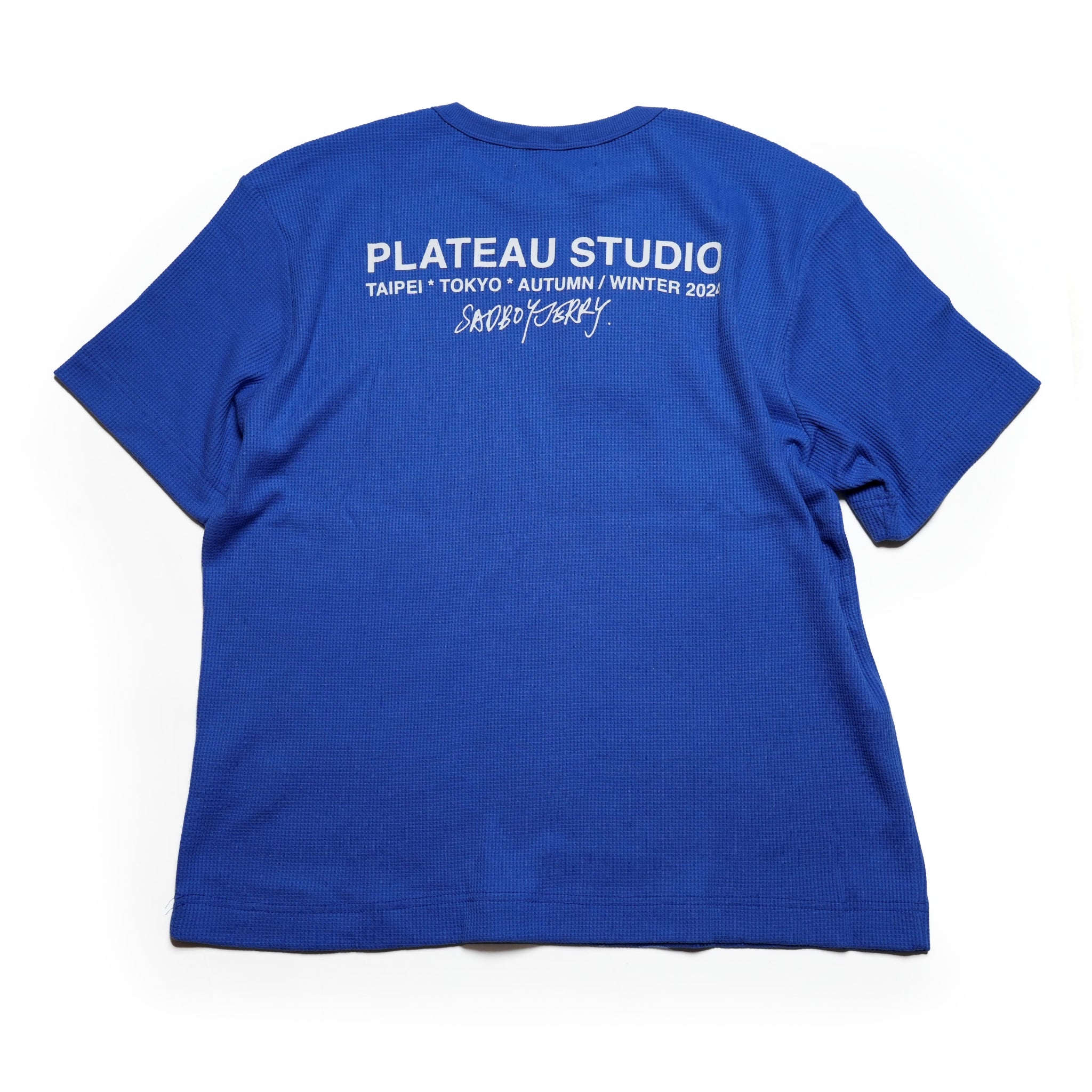 Pla24awtee01-2_blue | 2024 logo waffle tee | Color:Blue【PLATEAU STUDIO_プラトー スタジオ】【ネコポス選択可能】
