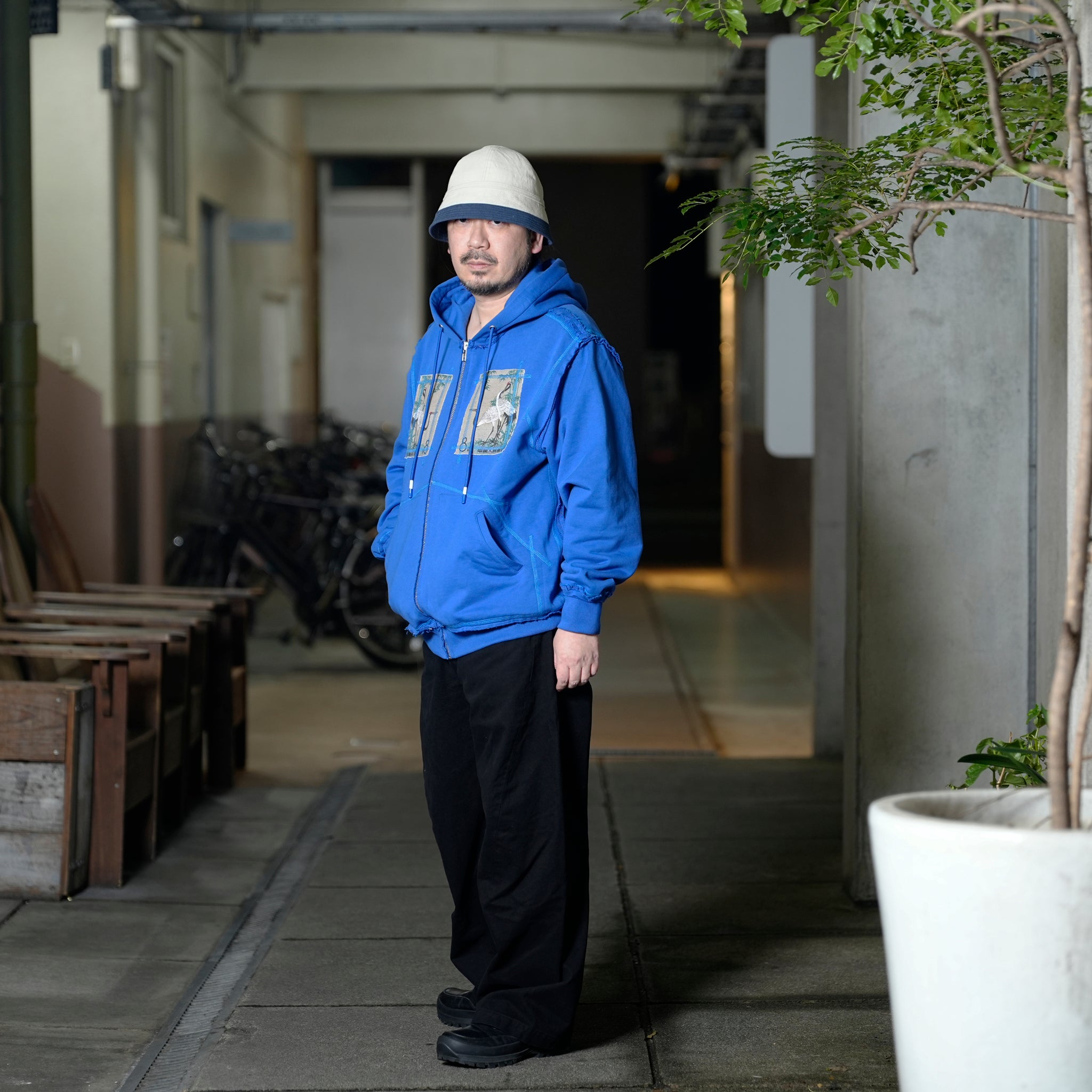 Pla25ssj16_Blue | Stamp zip-up | Color:Blue【PLATEAU STUDIO_プラトー スタジオ】【archive】
