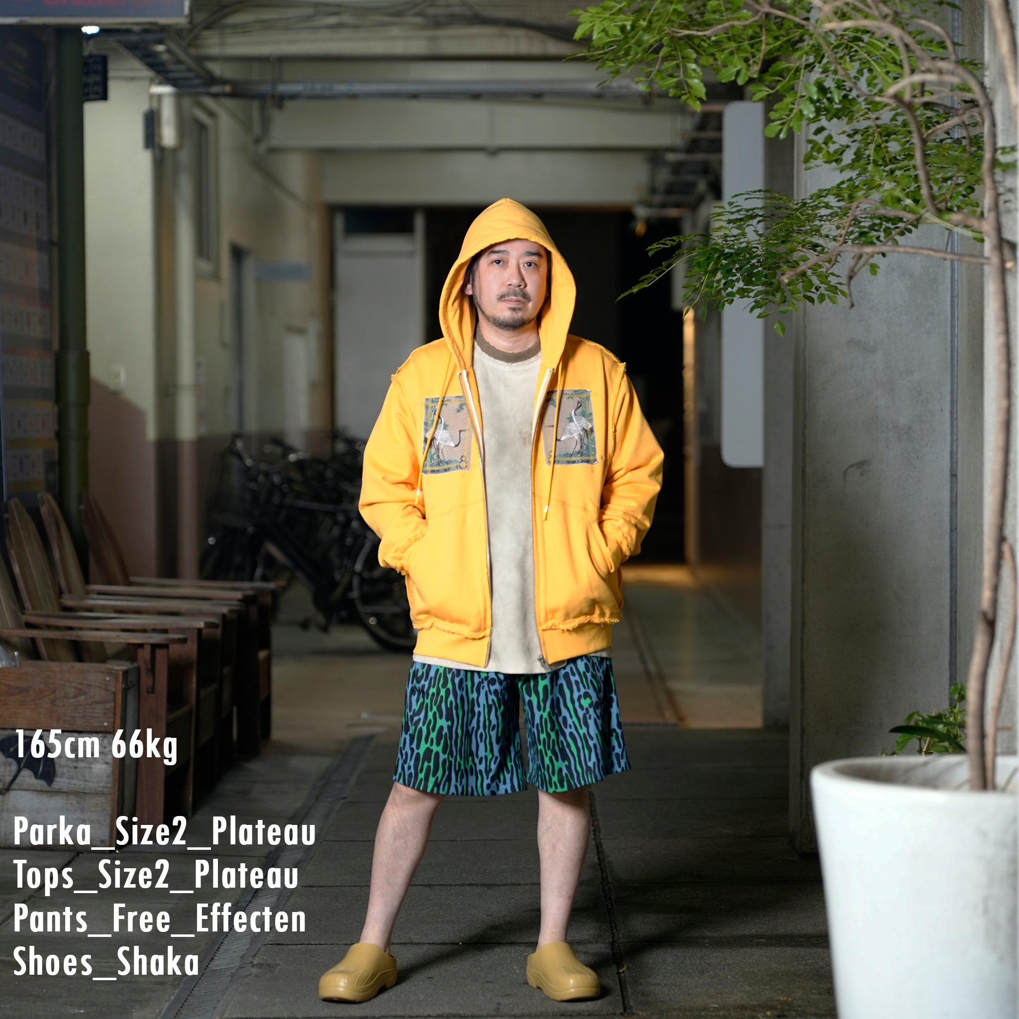 Pla25ssj17_Yellow | Stamp zip-up | Color:Yellow【PLATEAU STUDIO_プラトー スタジオ】