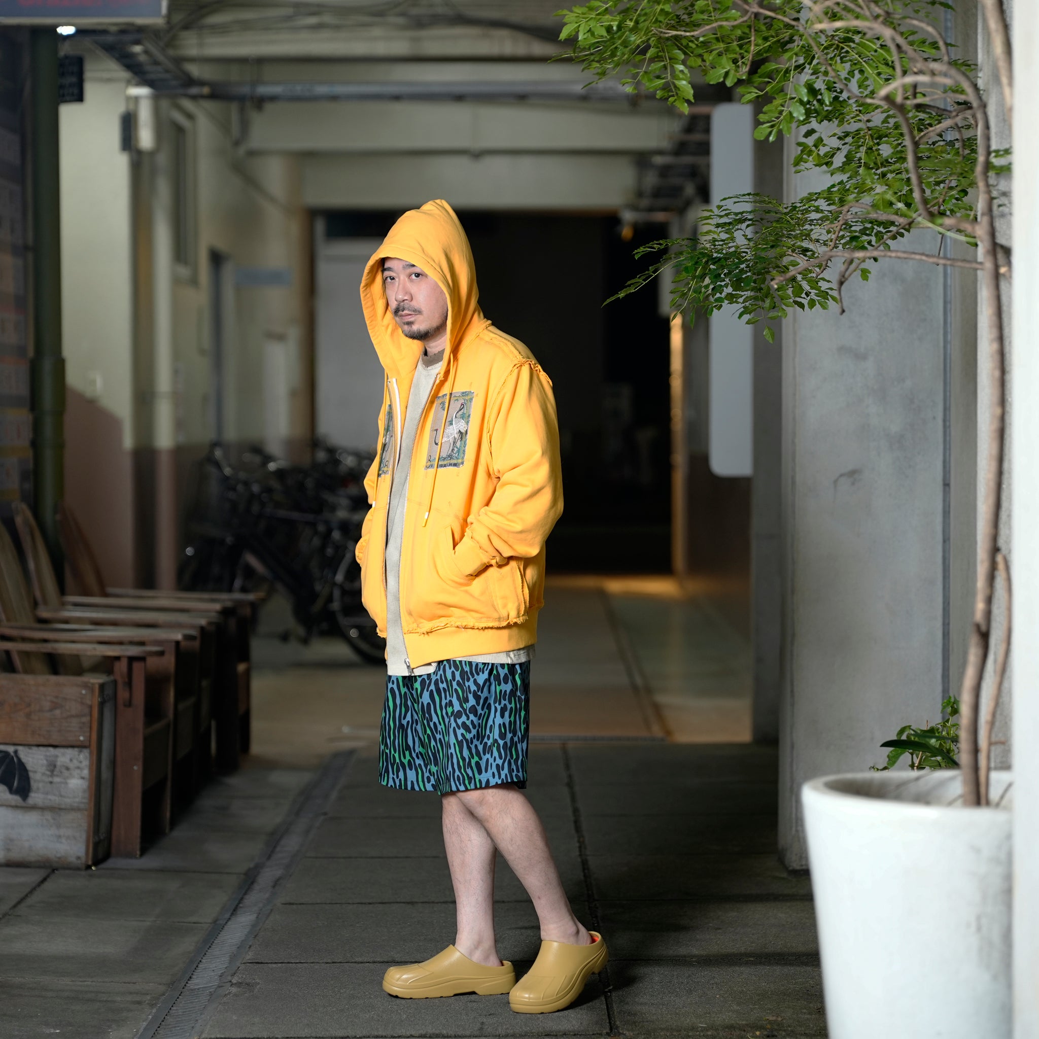 Pla25ssj17_Yellow | Stamp zip-up | Color:Yellow【PLATEAU STUDIO_プラトー スタジオ】