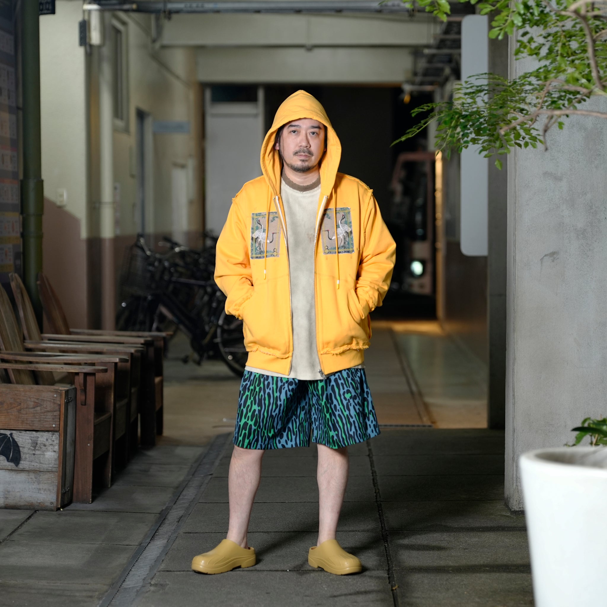 Pla25ssj17_Yellow | Stamp zip-up | Color:Yellow【PLATEAU STUDIO_プラトー スタジオ】