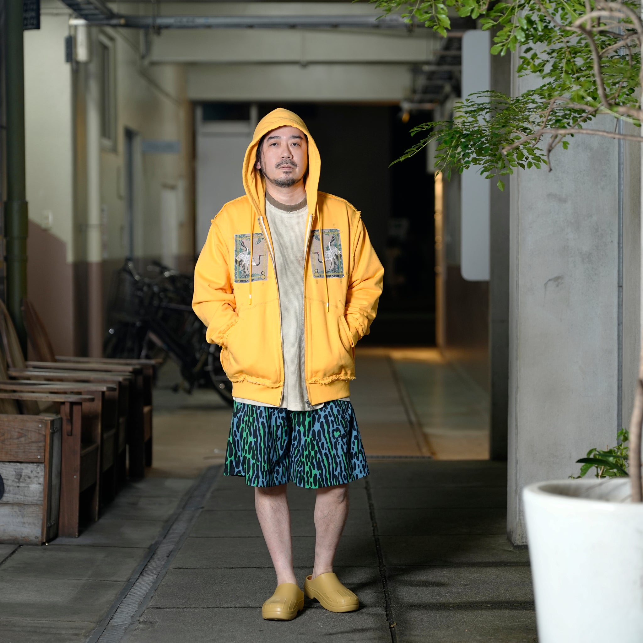 Pla25ssj17_Yellow | Stamp zip-up | Color:Yellow【PLATEAU STUDIO_プラトー スタジオ】