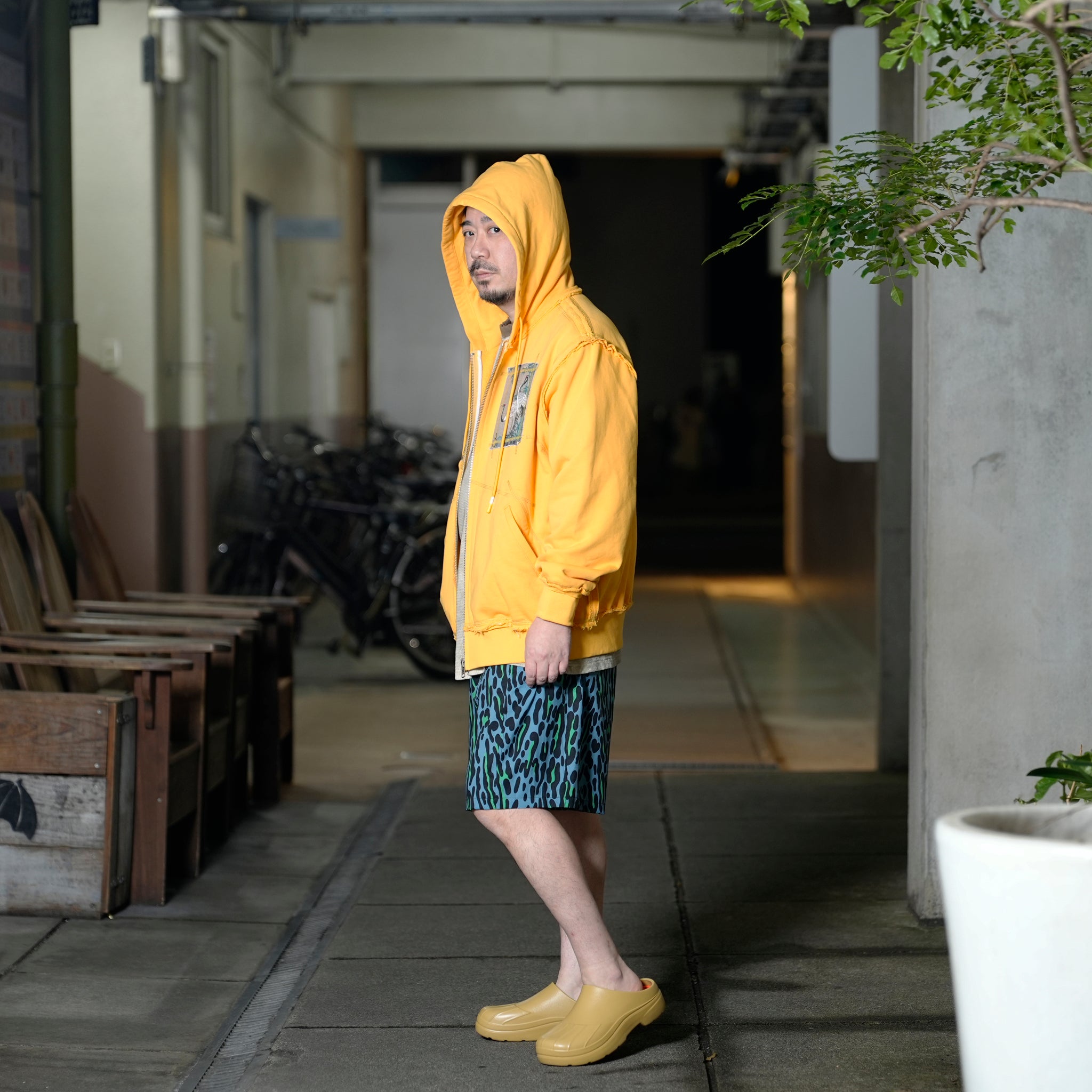 Pla25ssj17_Yellow | Stamp zip-up | Color:Yellow【PLATEAU STUDIO_プラトー スタジオ】