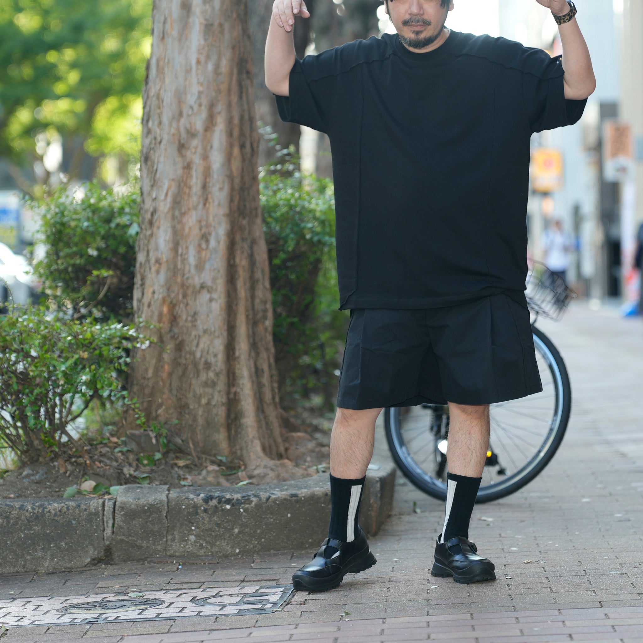 (A)crypsis® 25S/S - (ð¬)ððððððð My Life Mixed-Material Pleated Shorts / Black | SIze_Freeã(A)CRYPSIS®ã