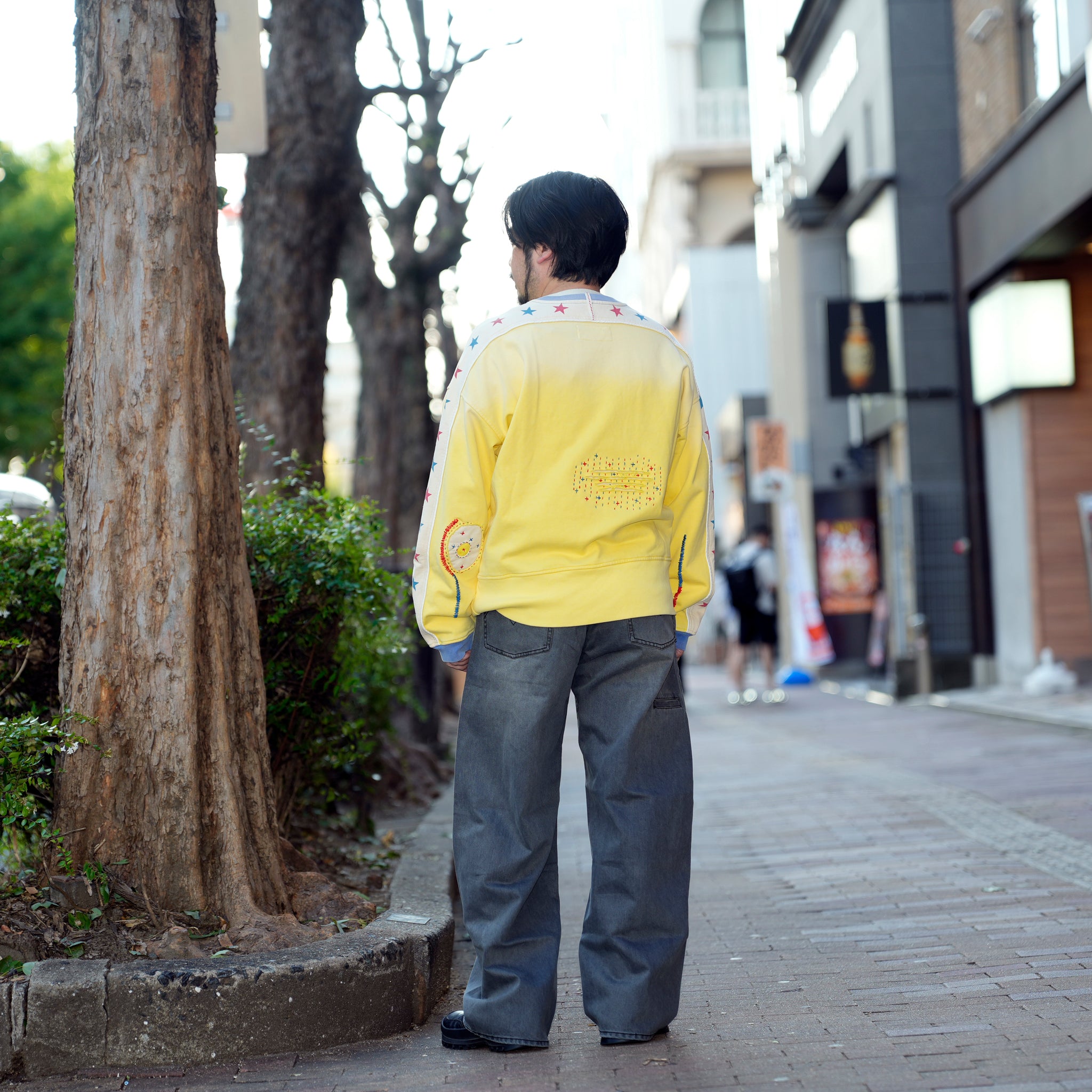 Star crew neck | Color_Yellow | No_pla25awt09-1_yellow【PLATEAU STUDIO_プラトー スタジオ】