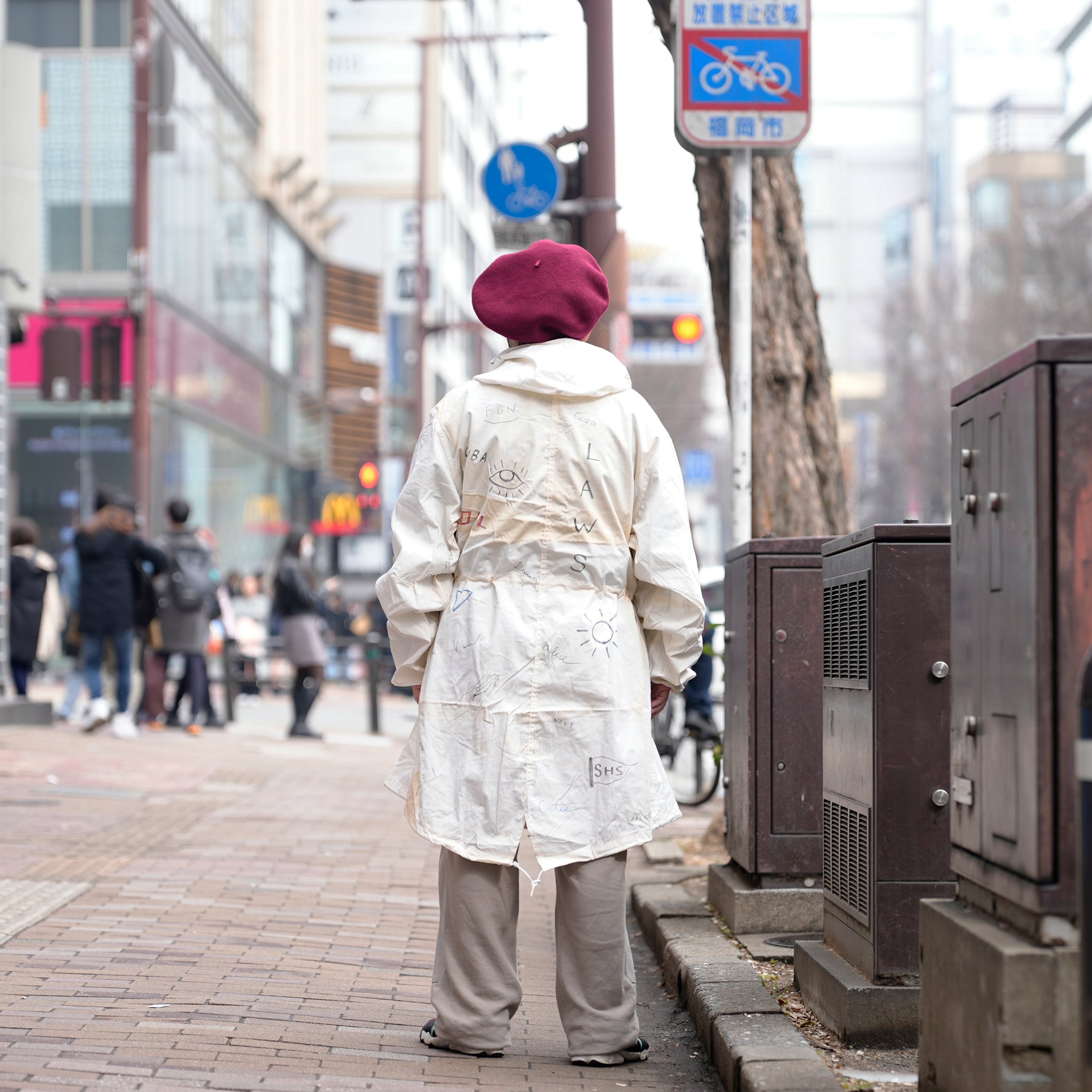 tl25s005_White | memorial snow parker | Color:White【THRIFTY LOOK_スリフティールック】