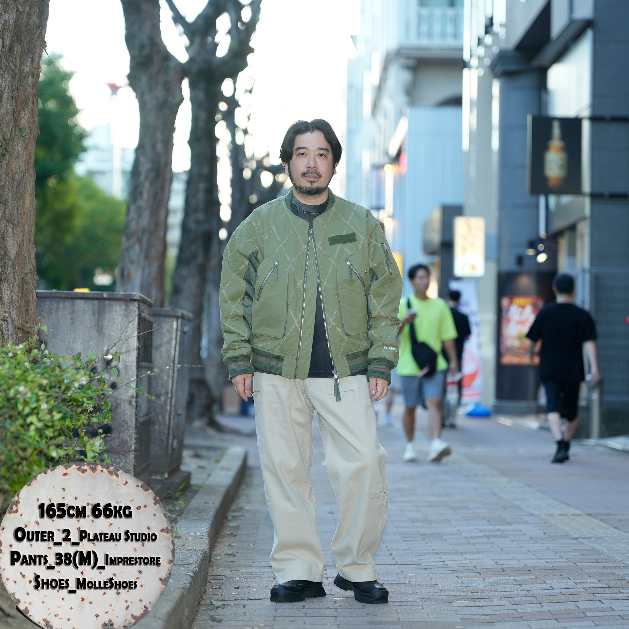 Stripe rib flight jacket | Color_Olive | No_pla25awj09-2_olive【PLATEAU STUDIO_プラトー スタジオ】