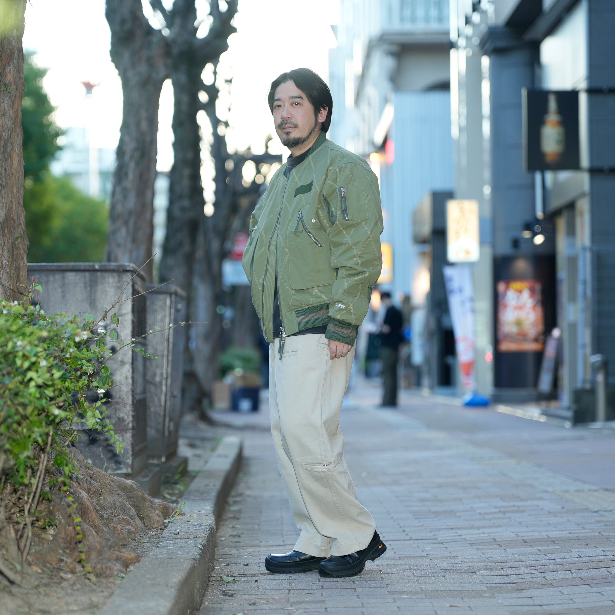Stripe rib flight jacket | Color_Olive | No_pla25awj09-2_olive【PLATEAU STUDIO_プラトー スタジオ】