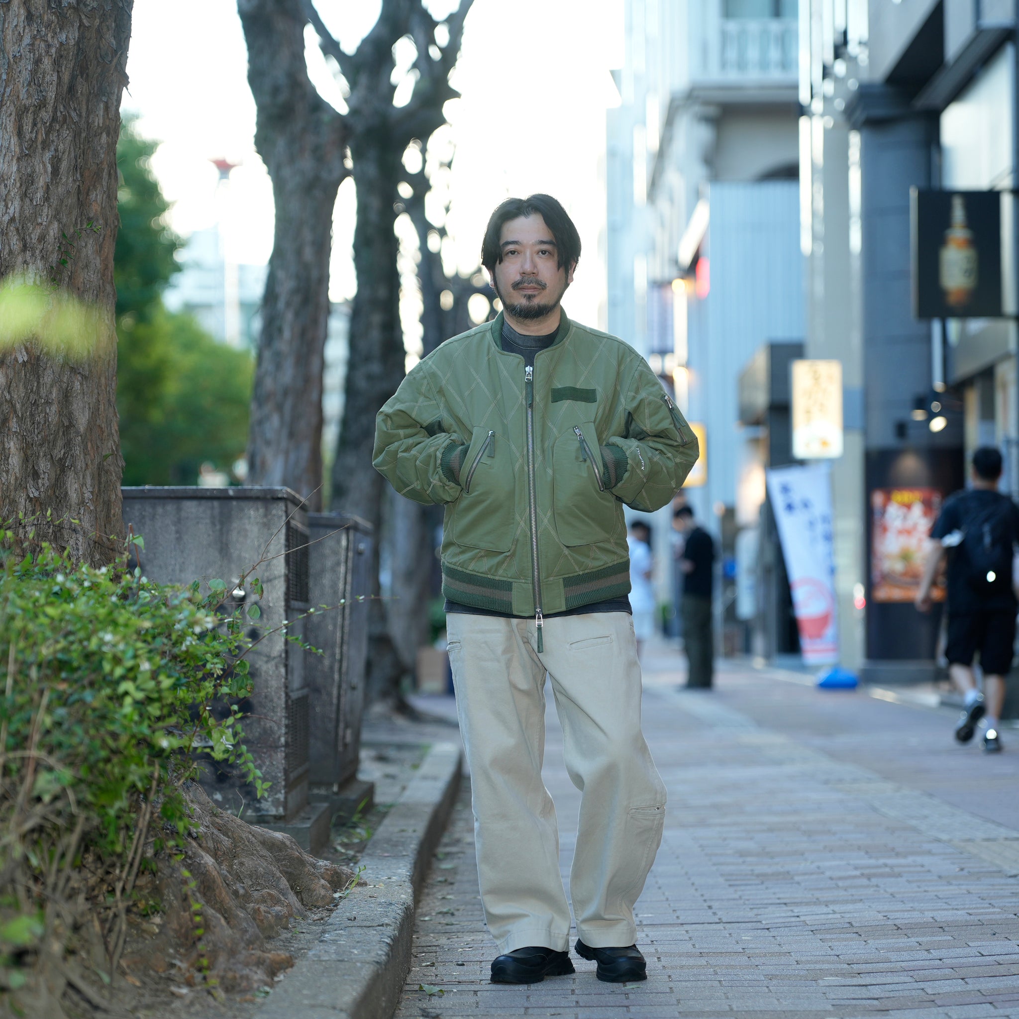 Stripe rib flight jacket | Color_Olive | No_pla25awj09-2_olive【PLATEAU STUDIO_プラトー スタジオ】