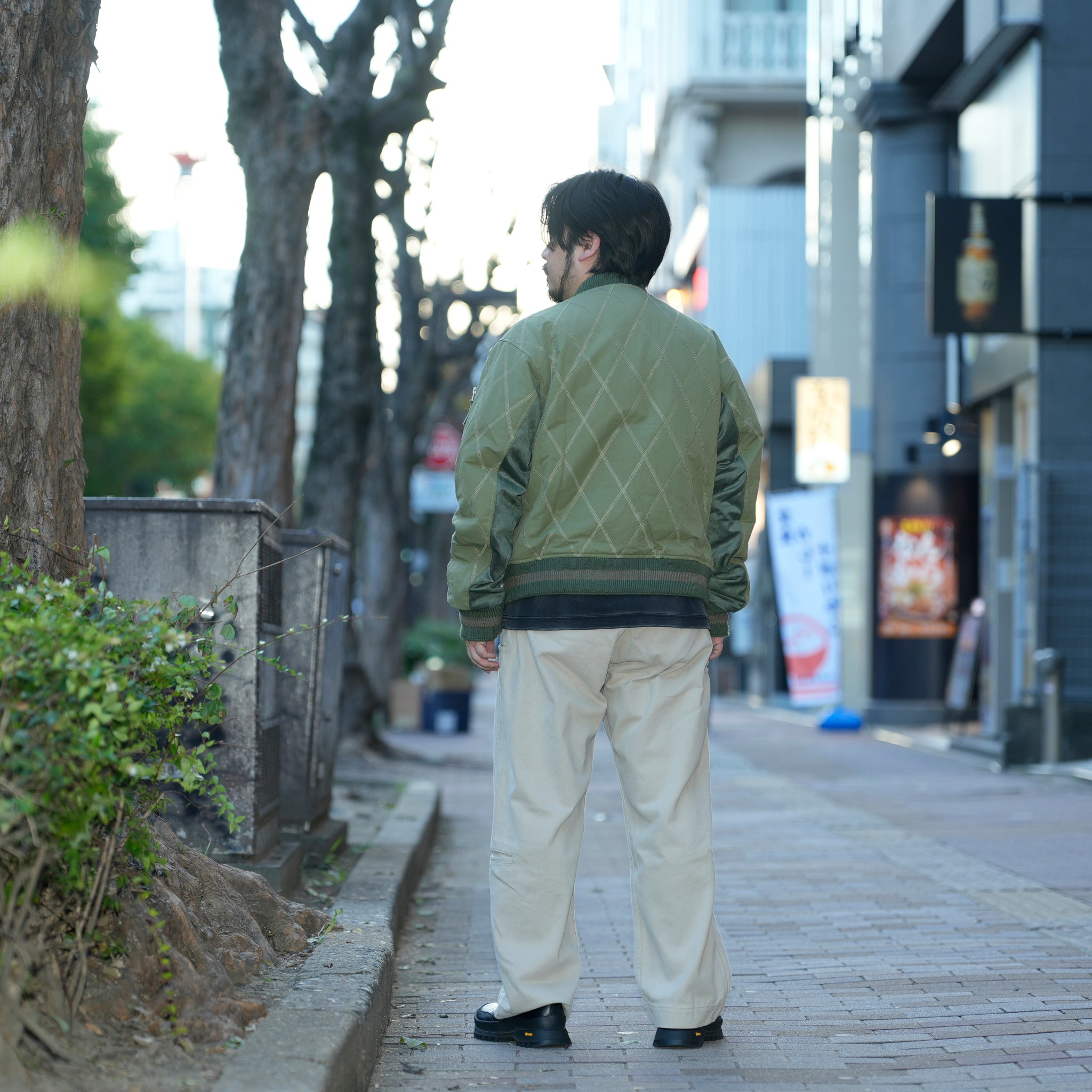 Stripe rib flight jacket | Color_Olive | No_pla25awj09-2_olive【PLATEAU STUDIO_プラトー スタジオ】