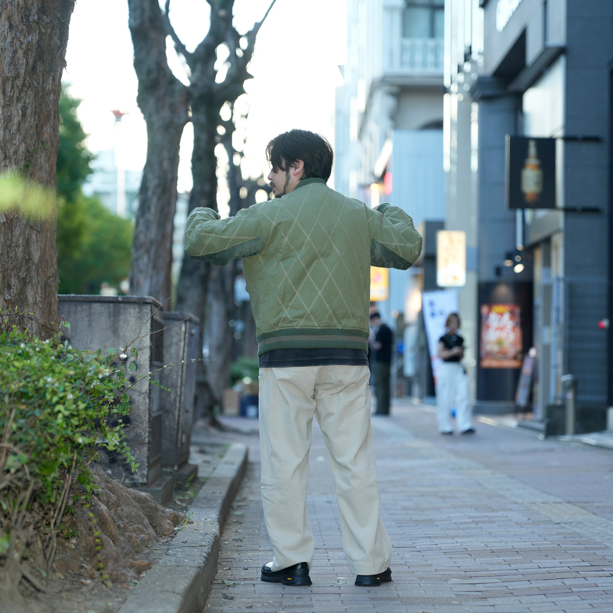Stripe rib flight jacket | Color_Olive | No_pla25awj09-2_olive【PLATEAU STUDIO_プラトー スタジオ】