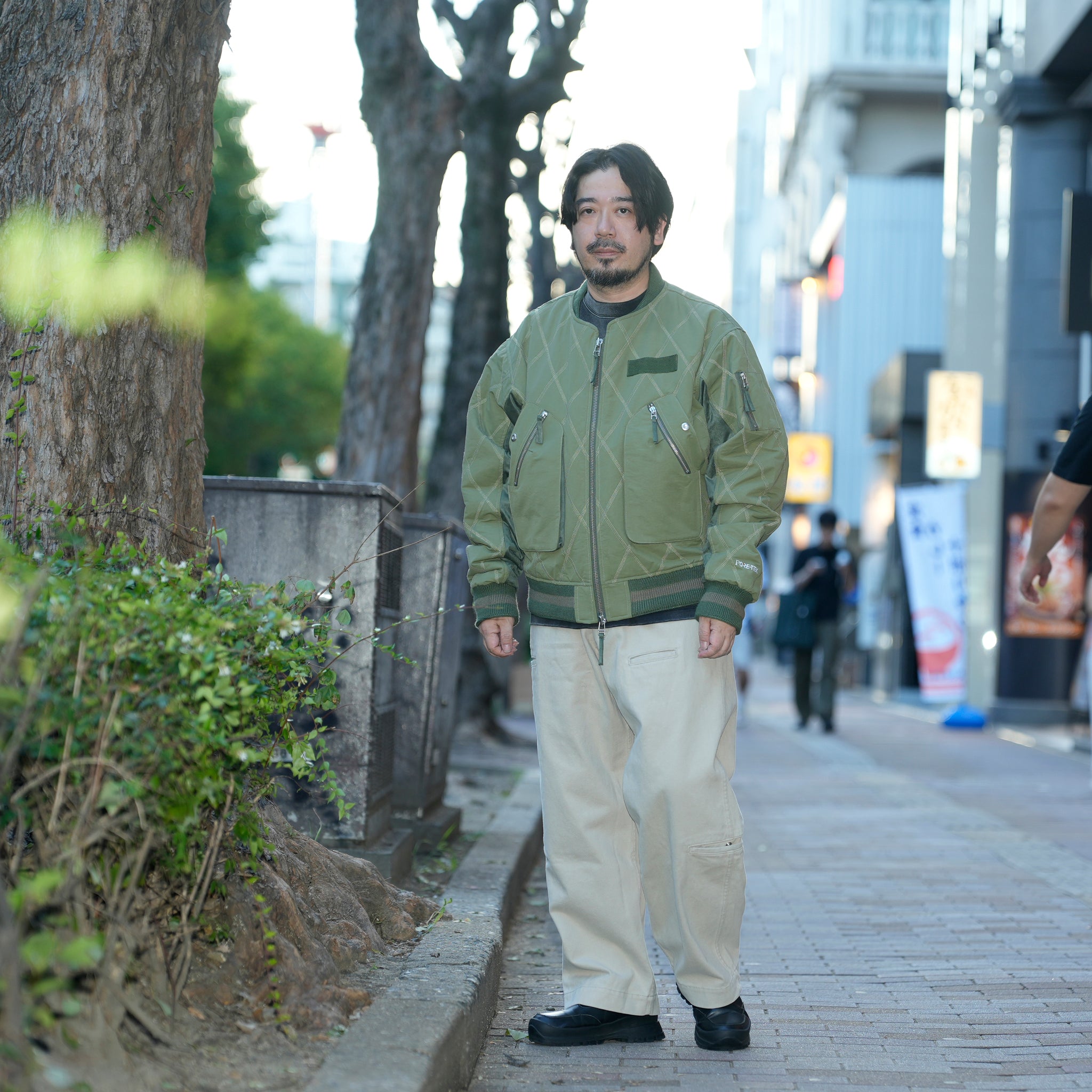 Stripe rib flight jacket | Color_Olive | No_pla25awj09-2_olive【PLATEAU STUDIO_プラトー スタジオ】