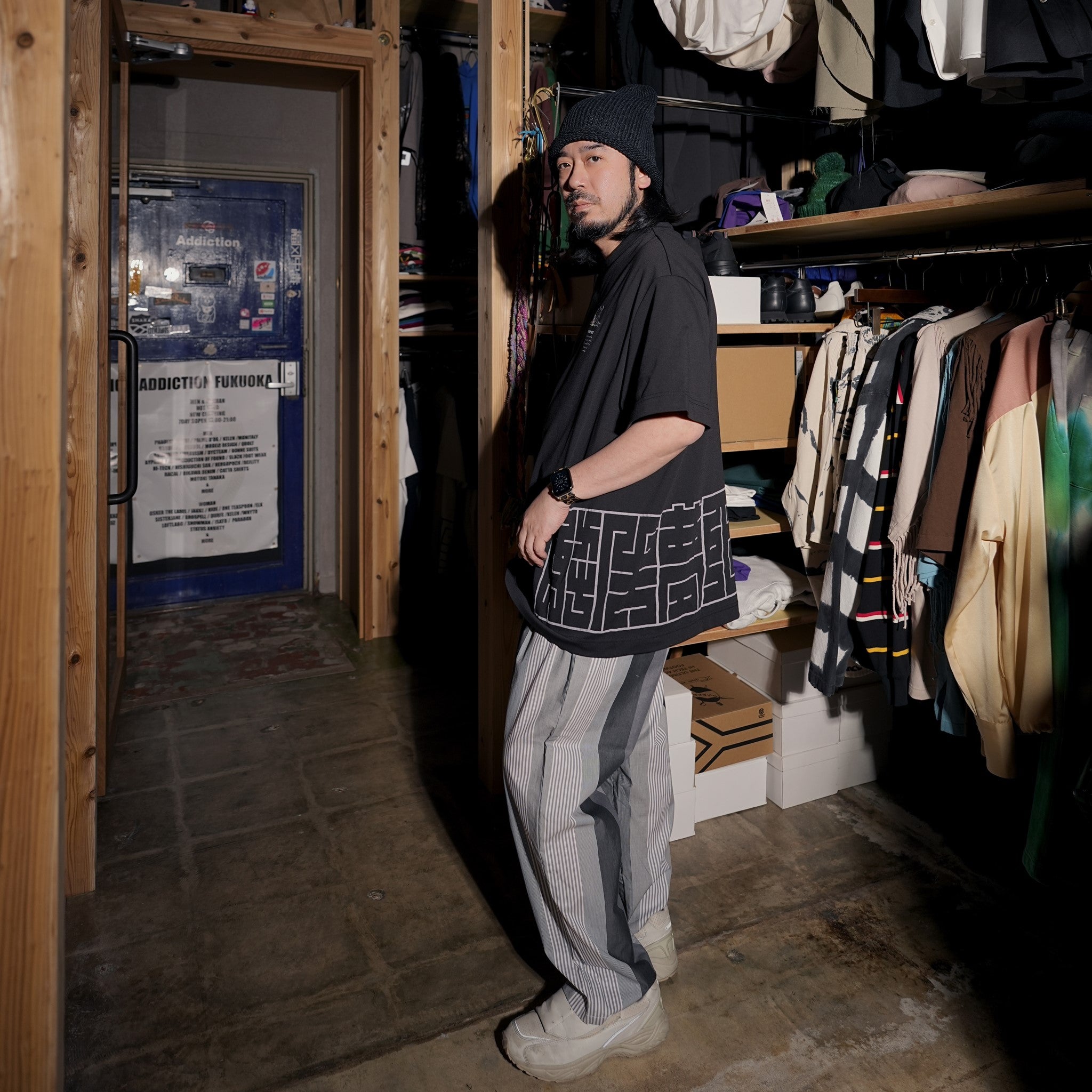 SF24SS-15B | Happi Tee | Color:Black【STOF_ストフ】【archive】