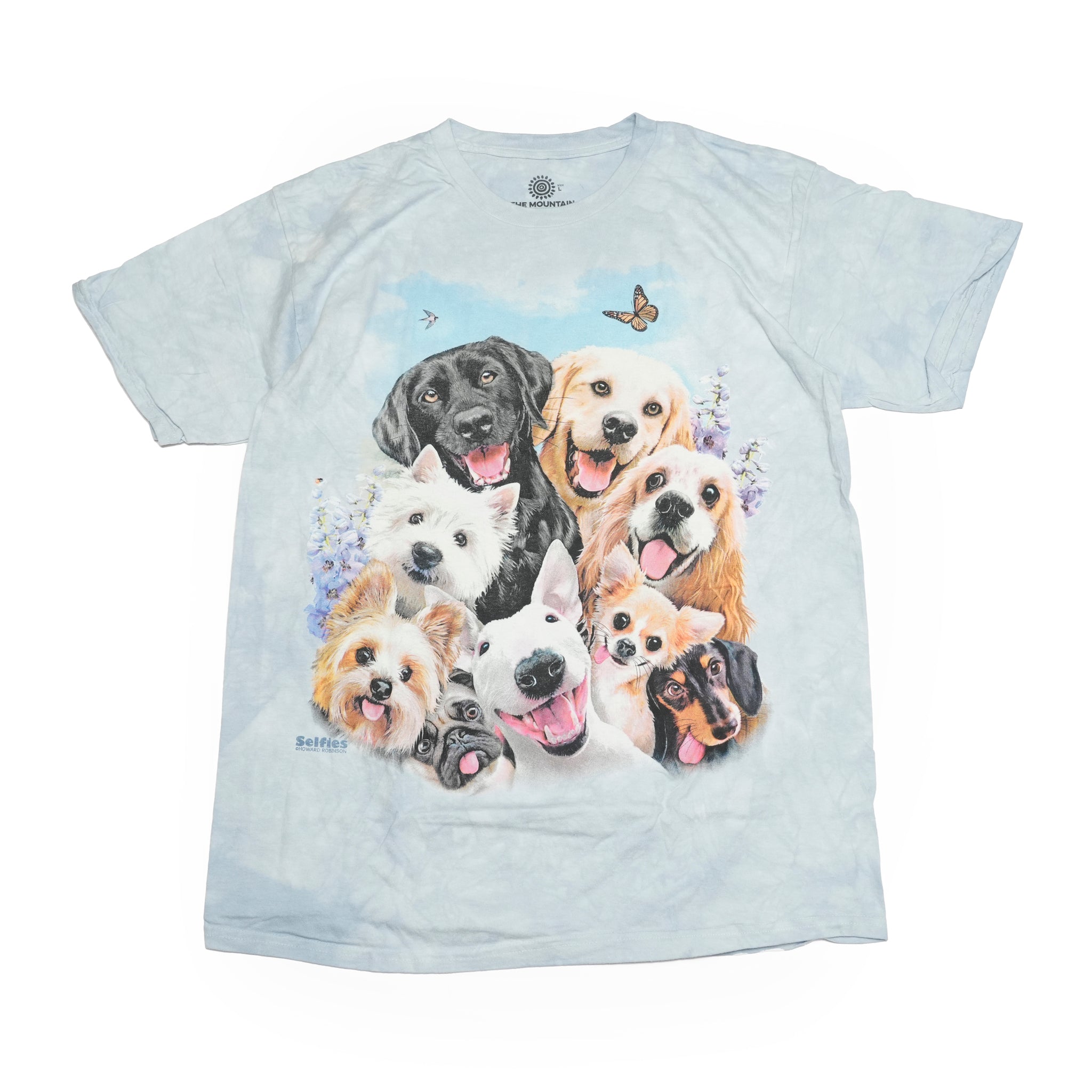 Tie-Dye Dog Selfie Pet  TEE  | Color:Dog Blue | 1049840381【THE MOUNTAIN】【archive】【LIQUID BLUE】【archive】【ネコポス選択可能】【archive】