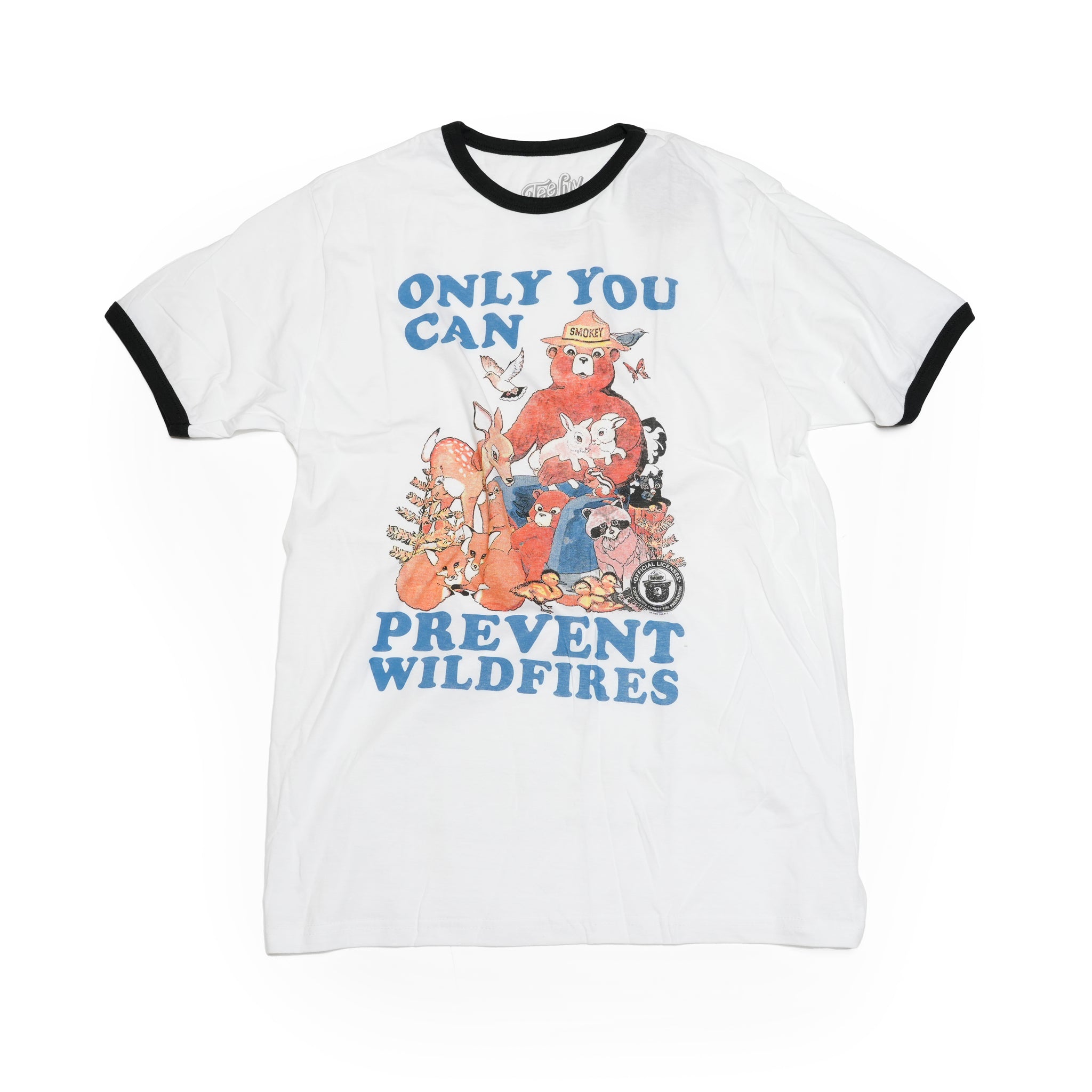 TEE LUV Smokey Bear Only You Can Prevent Wildfires Ringer T-Shirt_White | | Color:White【ネコポス選択可能】