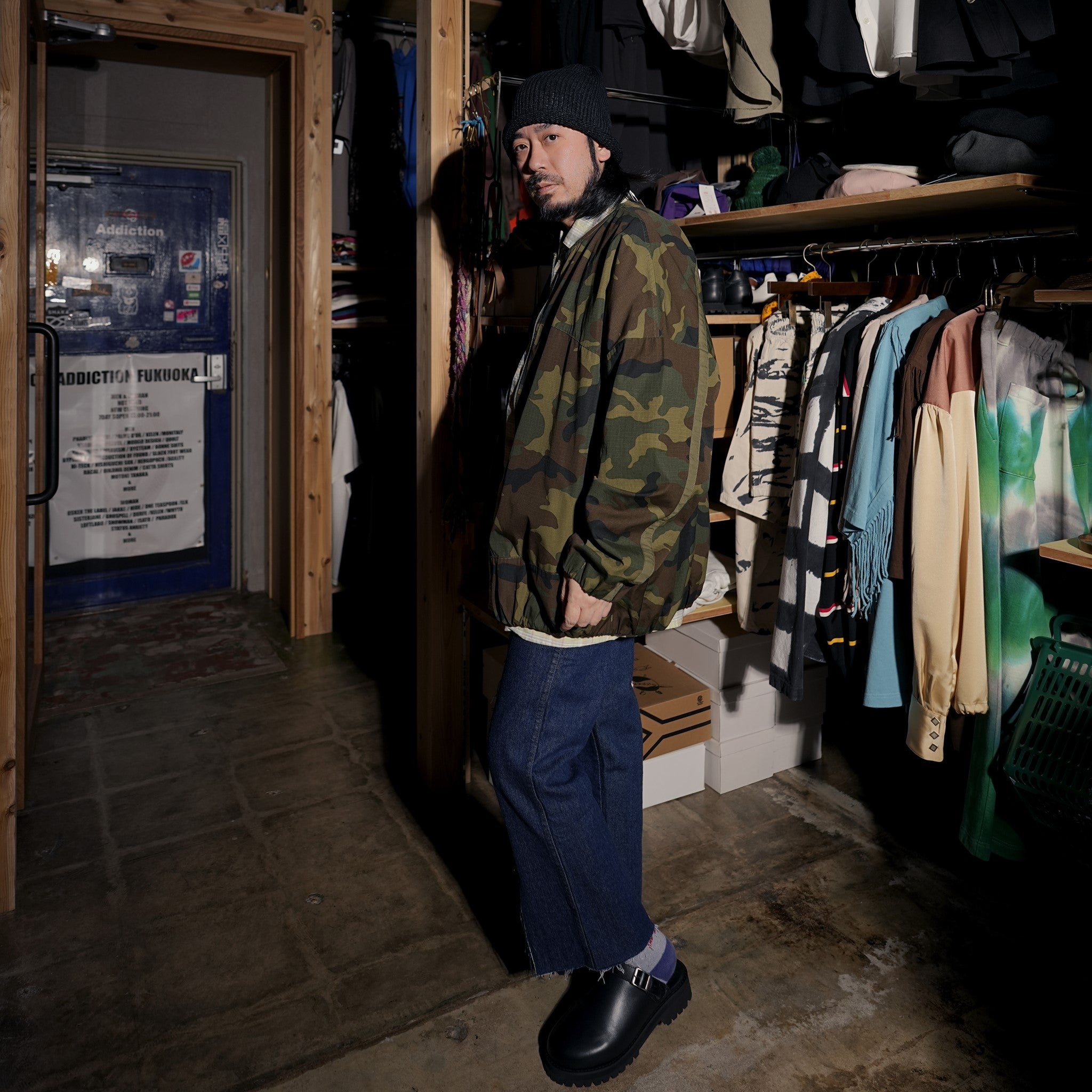 REMAKE02 |  REMAKE FRONT SLIT DENIM PANTS | Color:PREWASHED INDIGO【RED KAP】