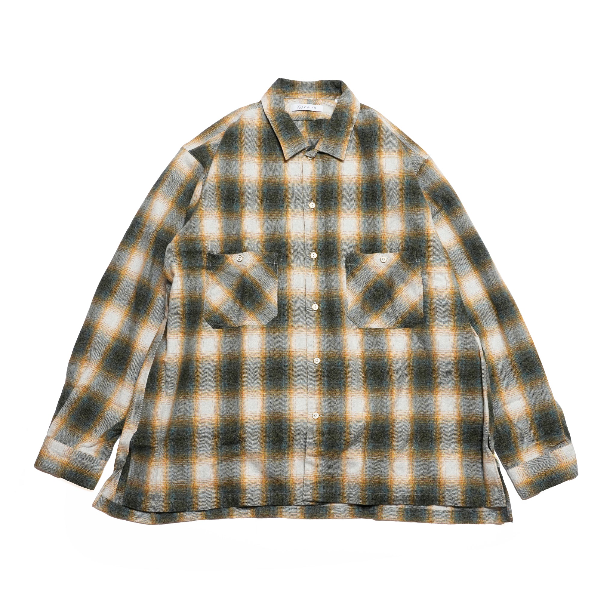 W POCKET SHIRT-OMBRE CHECK | Color_Green | No_wp-03_green【CATTA_カッタ】
