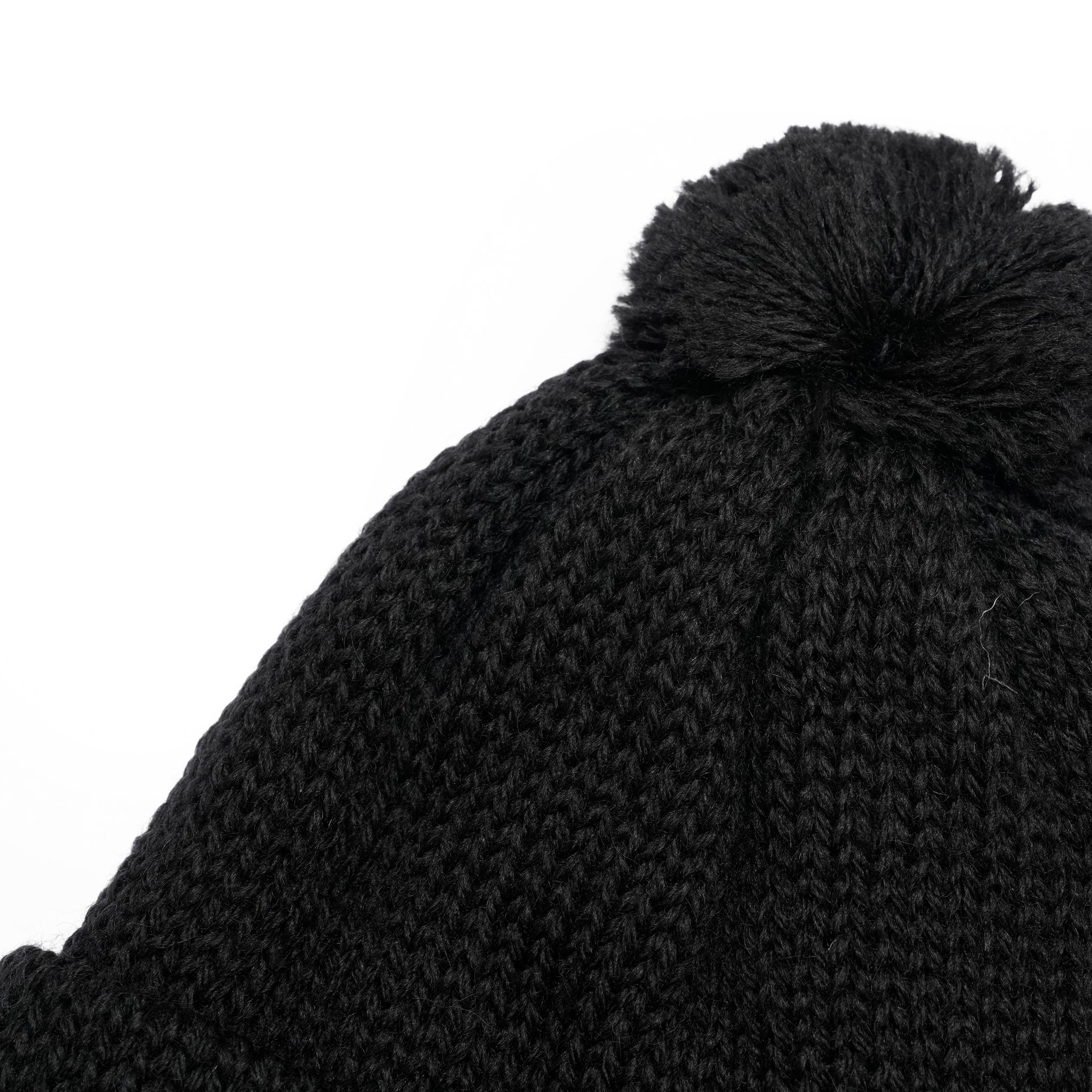 3g Solid Bobcap w/ear Cover&PomPom&Rope | Color_Jet Black | No_hl-25fw-0007_jet black【HIGHLAND 2000_ハイランドトゥーサウザンド】【ネコポス選択可能】