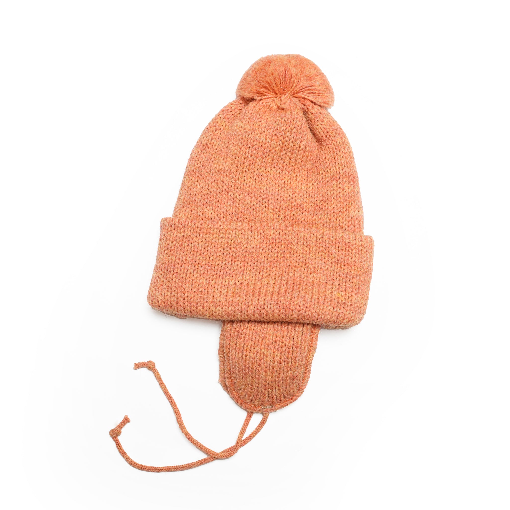 3g Solid Bobcap w/ear Cover&PomPom&Rope | Color_August Peach | No_hl-25fw-0007_mid grey natural【HIGHLAND 2000_ハイランドトゥーサウザンド】【ネコポス選択可能】