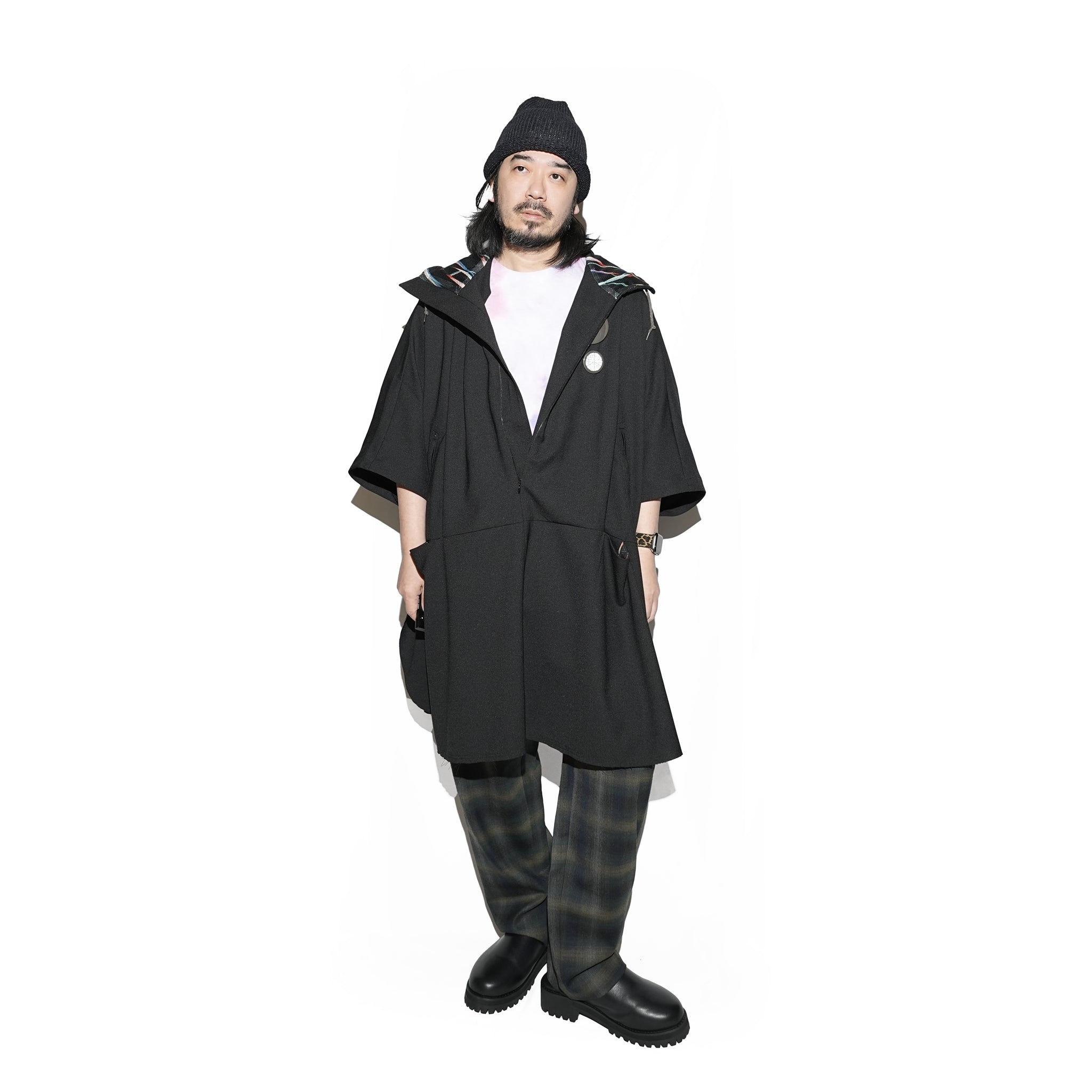 SF24SS-14B | Reflax(R) Happi Poncho Hoodie | Color:Black【STOF_ストフ】【archive】