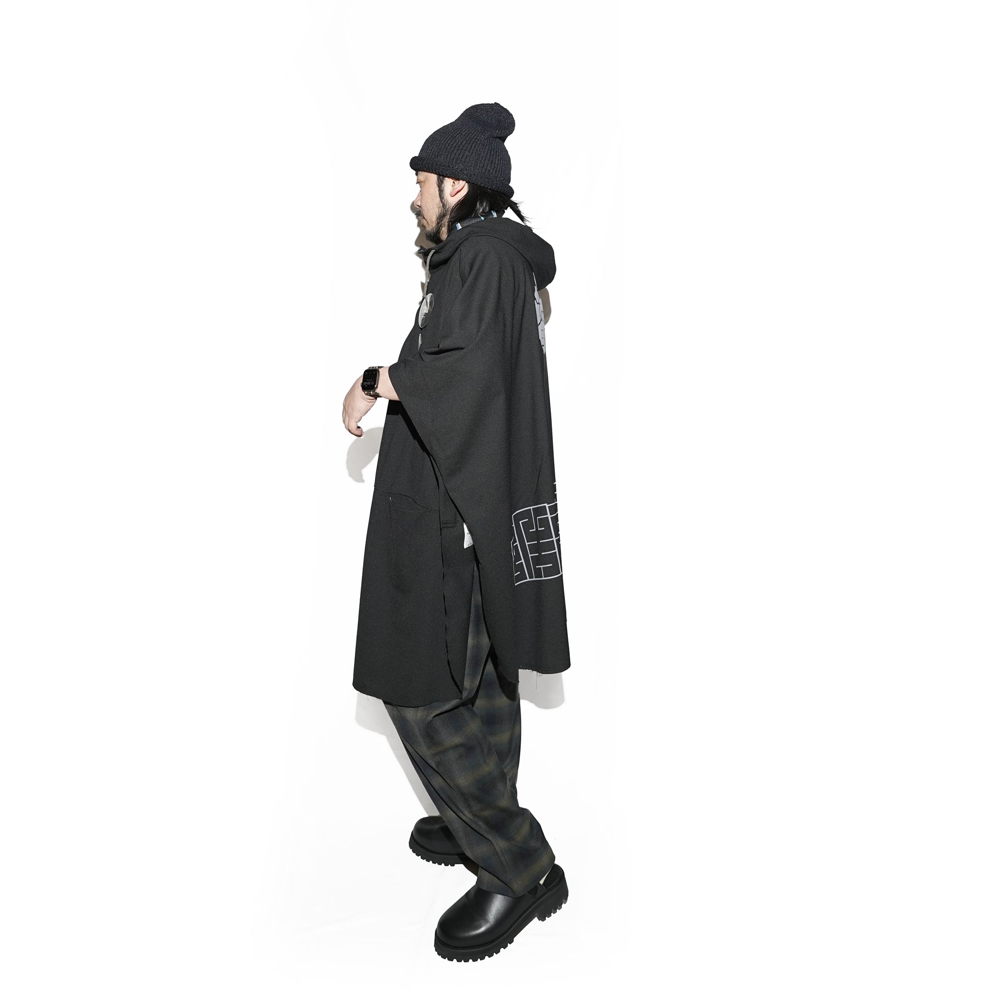 SF24SS-14B | Reflax(R) Happi Poncho Hoodie | Color:Black【STOF_ストフ】【archive】