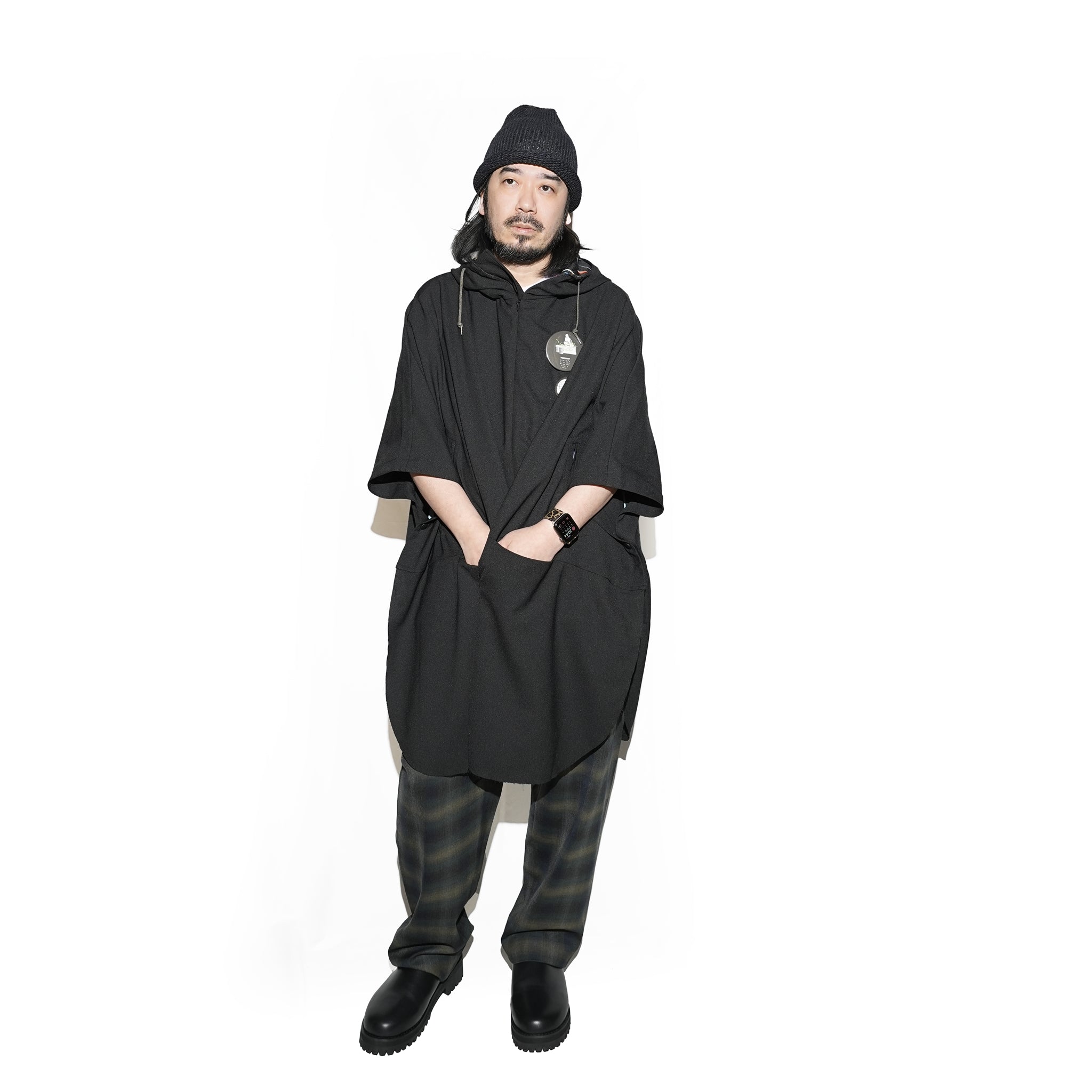 SF24SS-14B | Reflax(R) Happi Poncho Hoodie | Color:Black【STOF_ストフ】【archive】