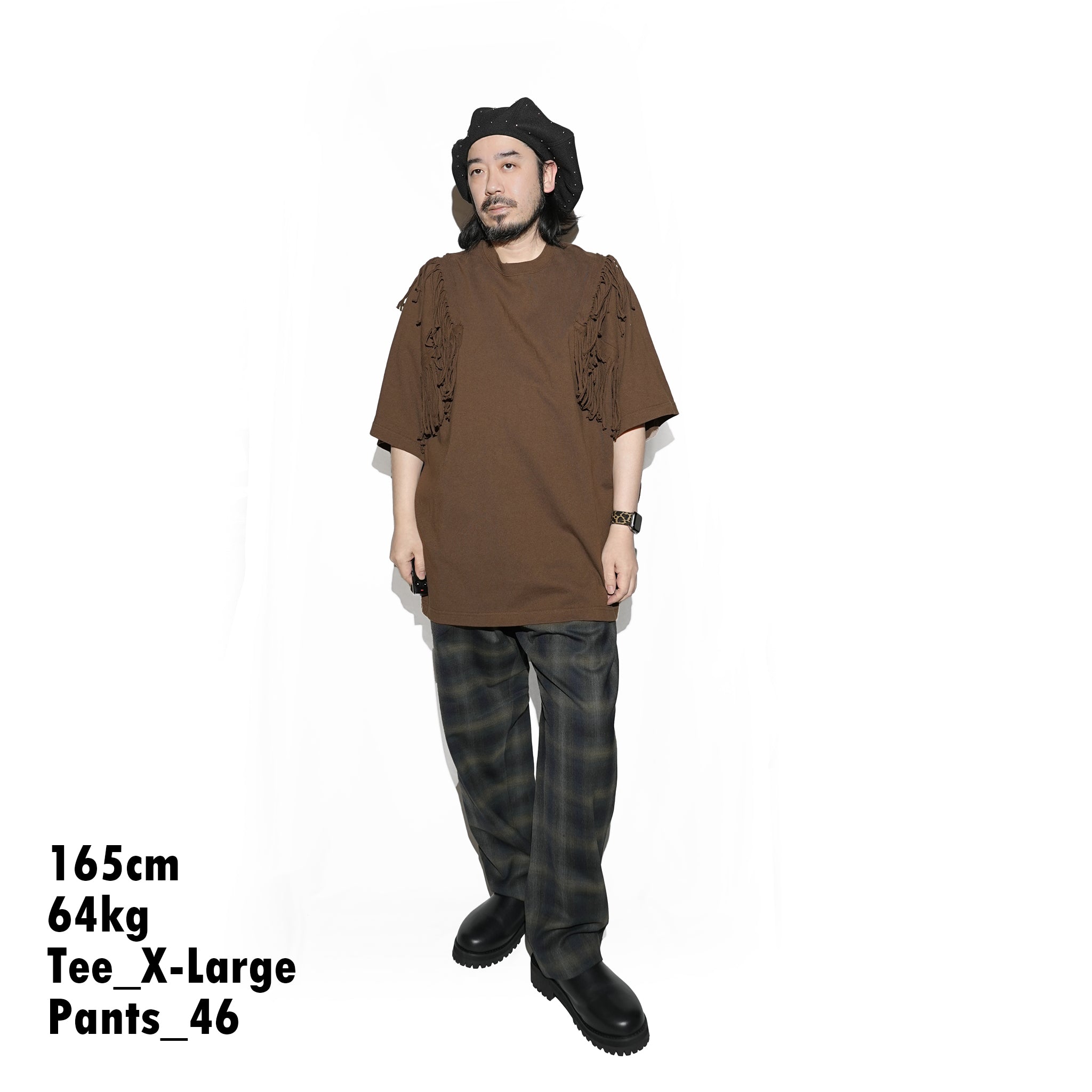 Fringe Panel CutT-Shirt – Smoke Cloud / Turquoise / Chocolate | AMBERGLEAM