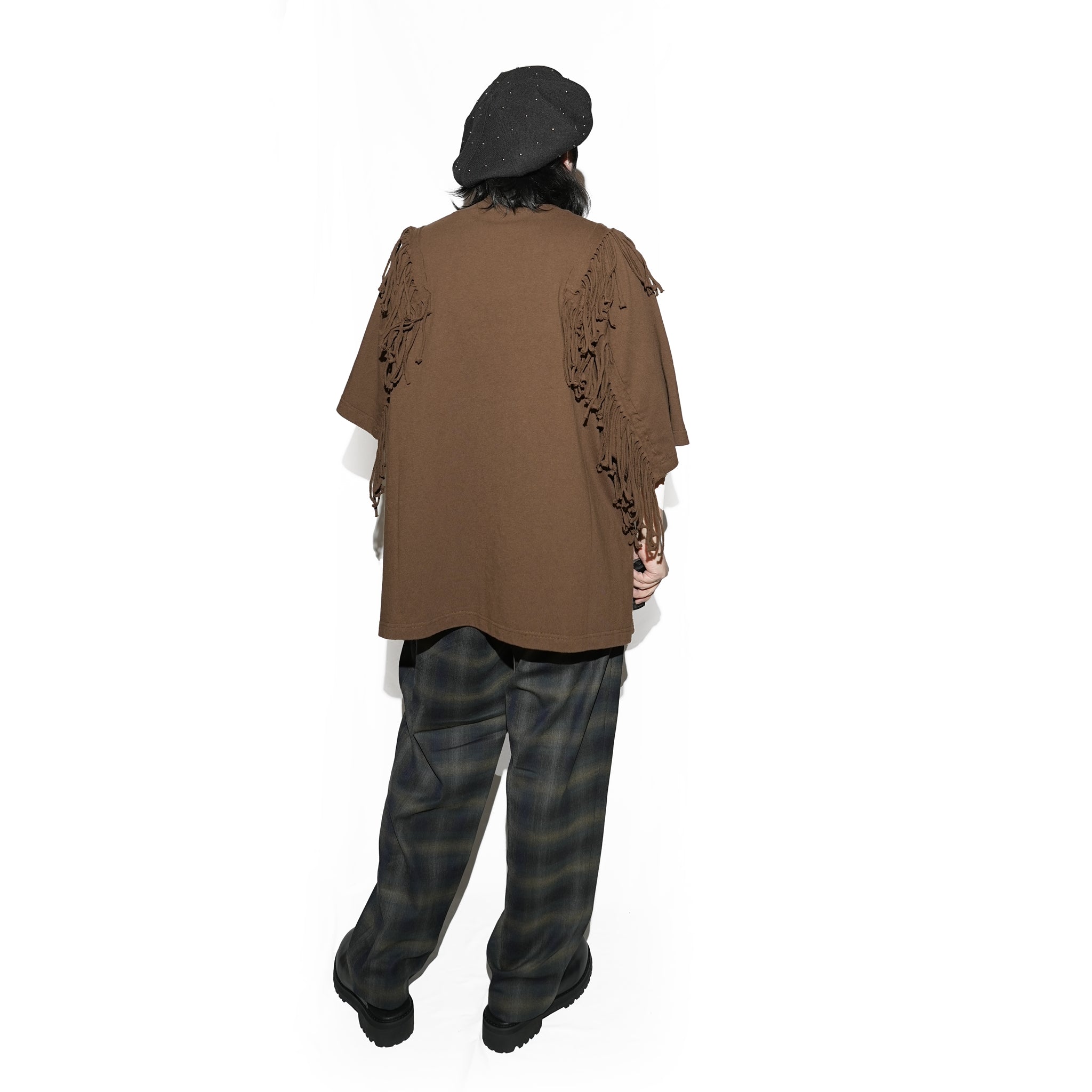 Fringe Panel CutT-Shirt – Smoke Cloud / Turquoise / Chocolate | AMBERGLEAM