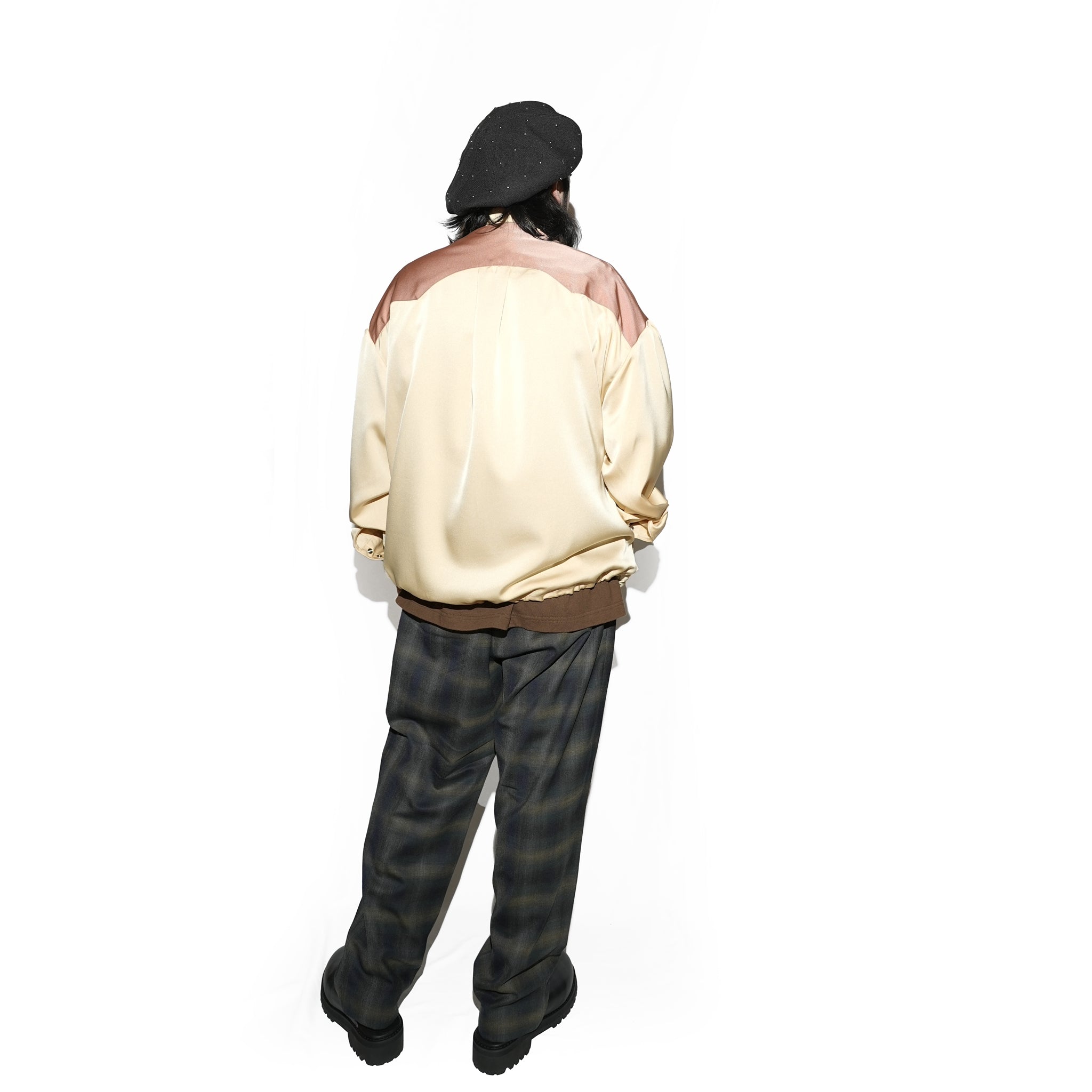 Embroidered Satin Blouson 刺繍サテンブルゾン – Black / Honey | Size:Short / Medium | AMBERGLEAM