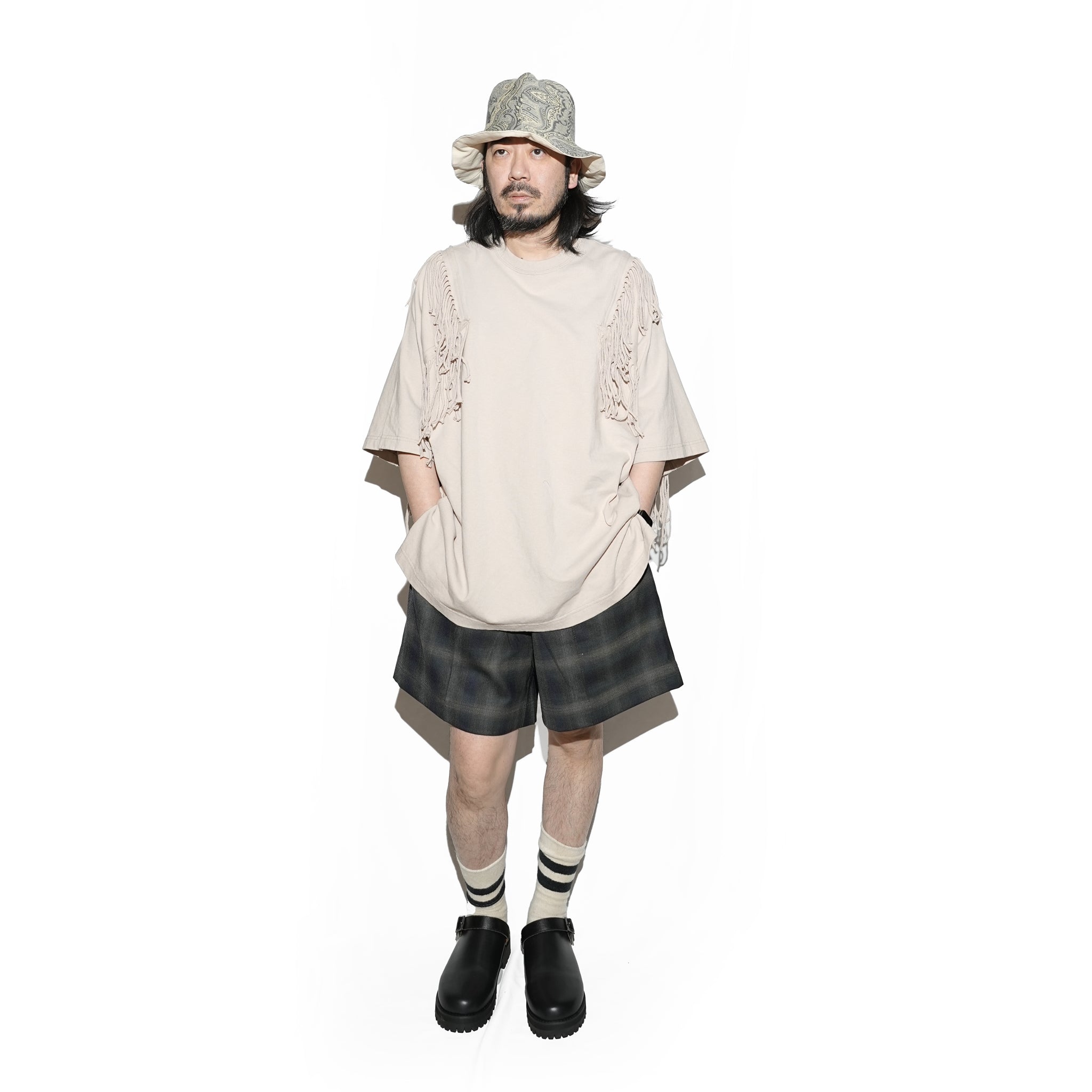 Fringe Panel CutT-Shirt – Smoke Cloud / Turquoise / Chocolate | AMBERGLEAM