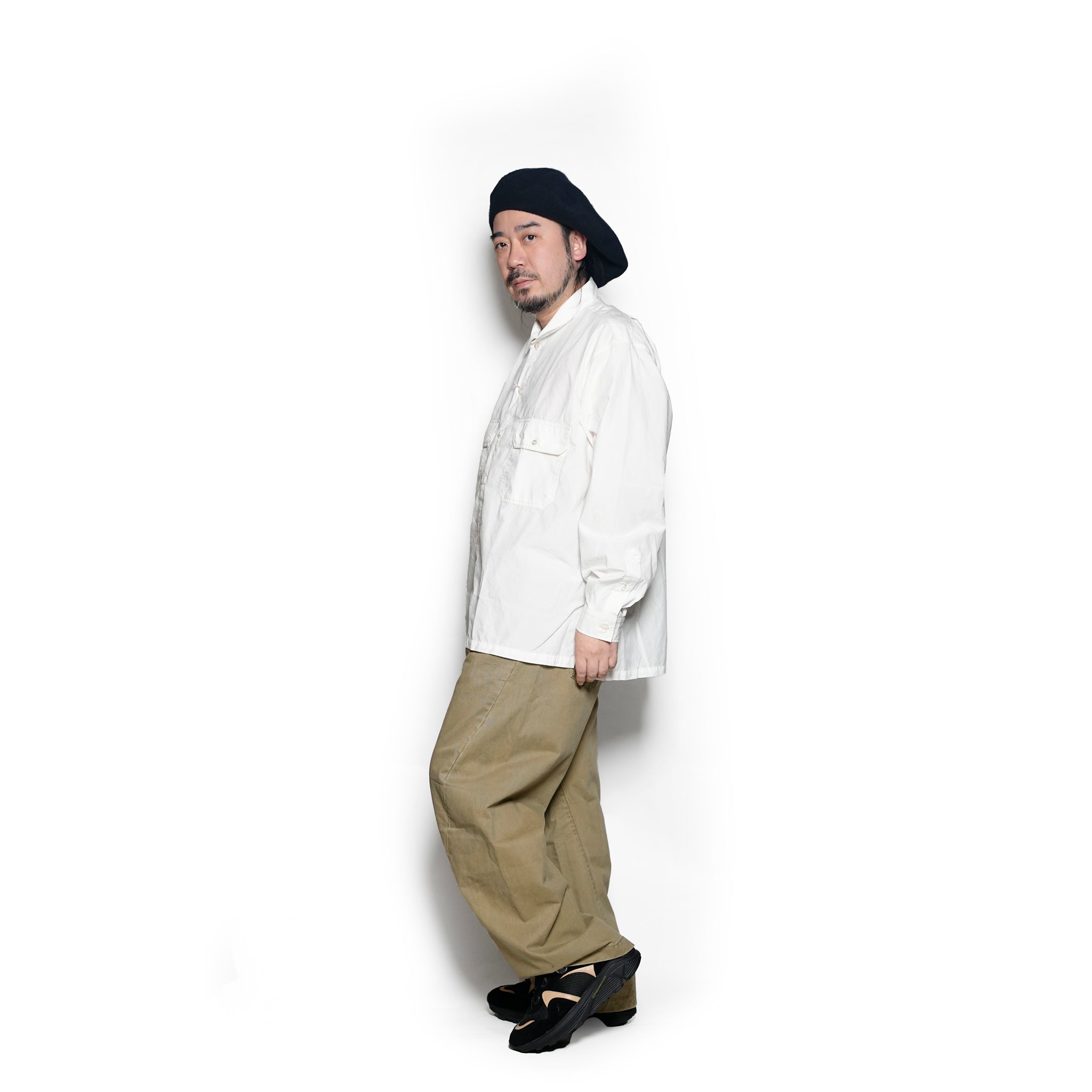 WP-02_White | W POCKET SHIRT-NATURAL WASHER | Color:White【CATTA SHIRTS_カッタ シャツ】