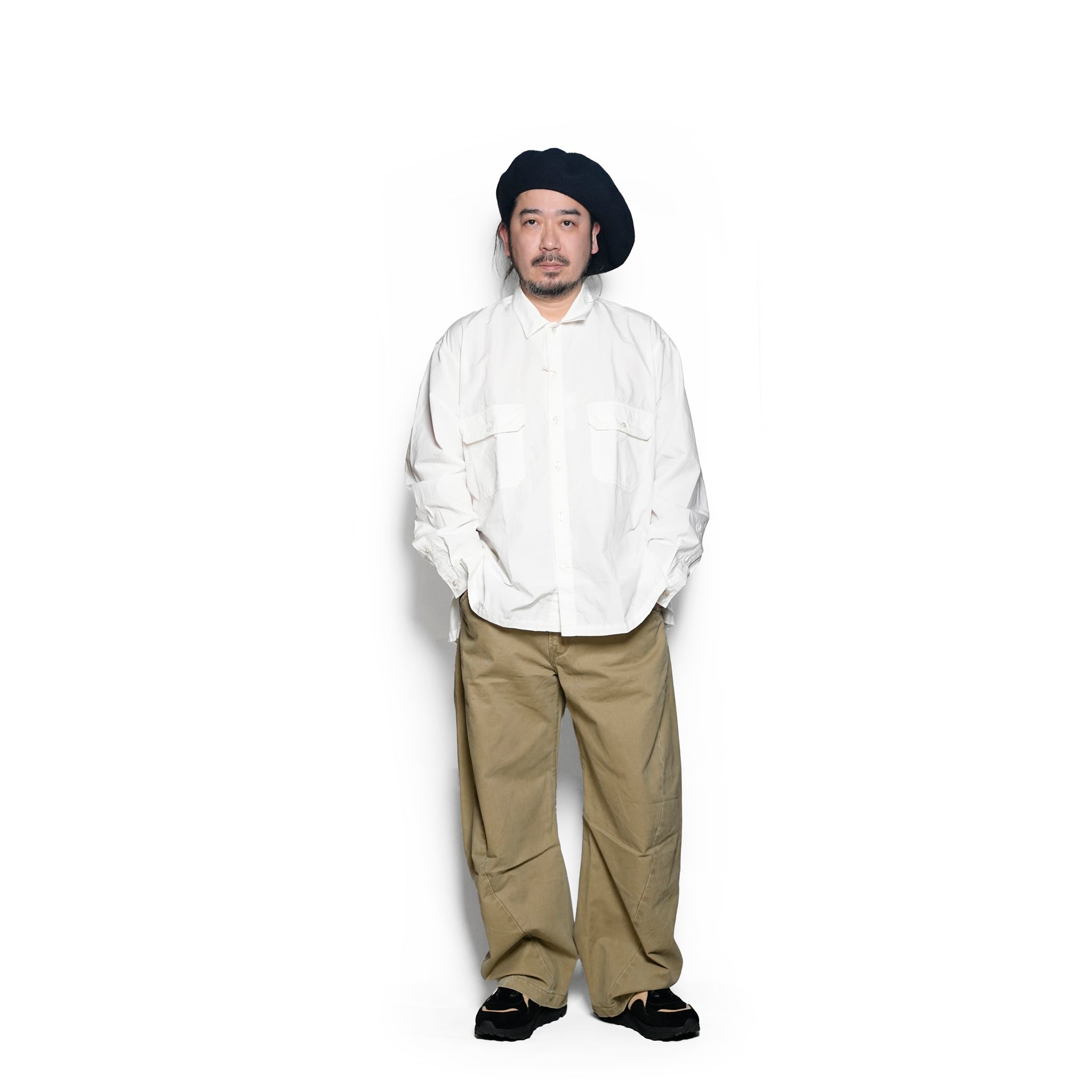 WP-02_White | W POCKET SHIRT-NATURAL WASHER | Color:White【CATTA SHIRTS_カッタ シャツ】