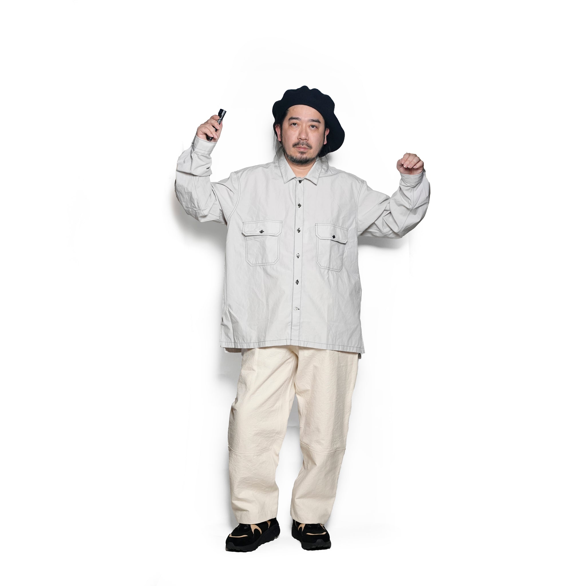 WP-02_Gray | W POCKET SHIRT-NATURAL WASHER | Color:Gray【CATTA SHIRTS_カッタ シャツ】