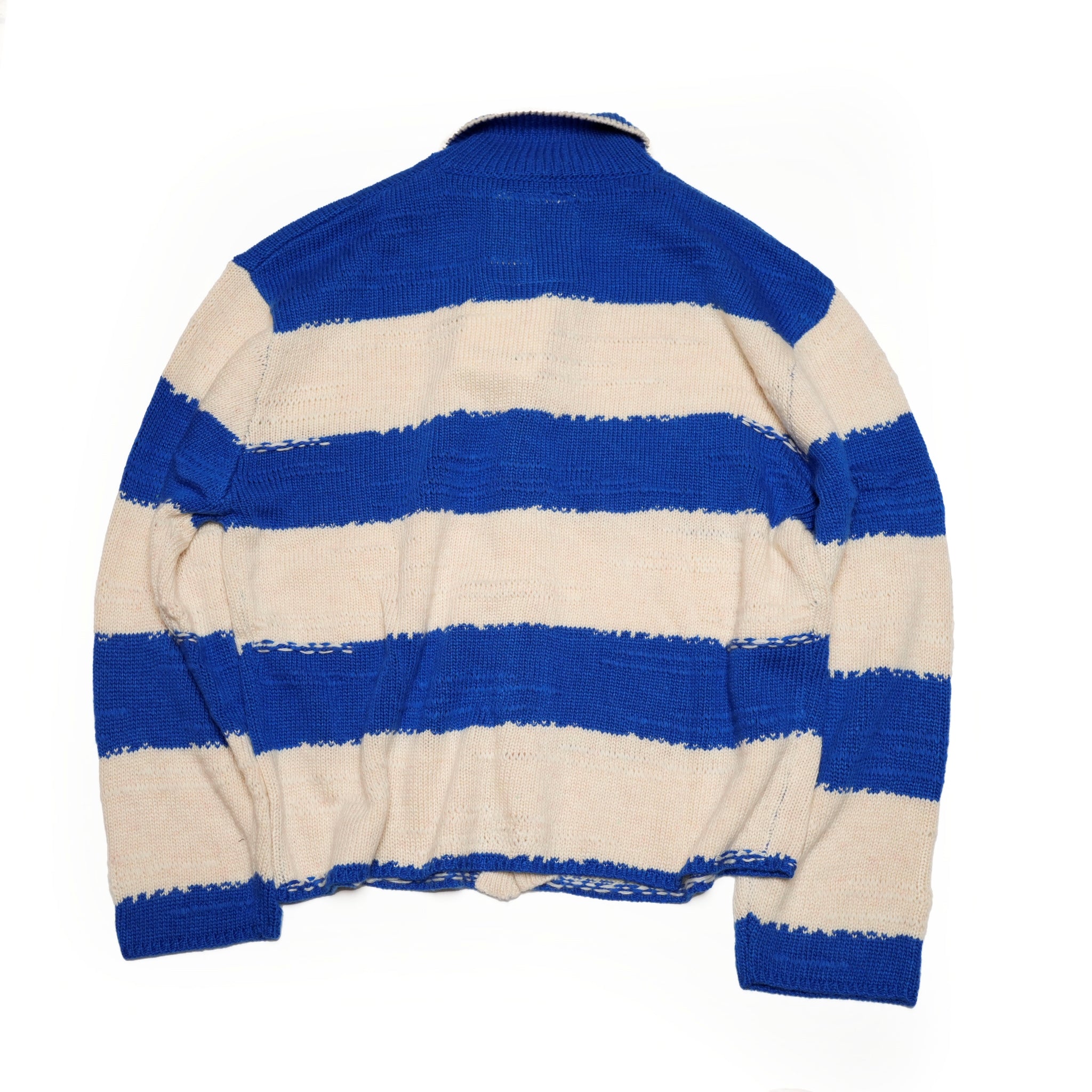 Pla24awkt05-1_Blue/Beige | L/s knit stripe shirt | Color:Blue/Beige【PLATEAU STUDIO_プラトー スタジオ】