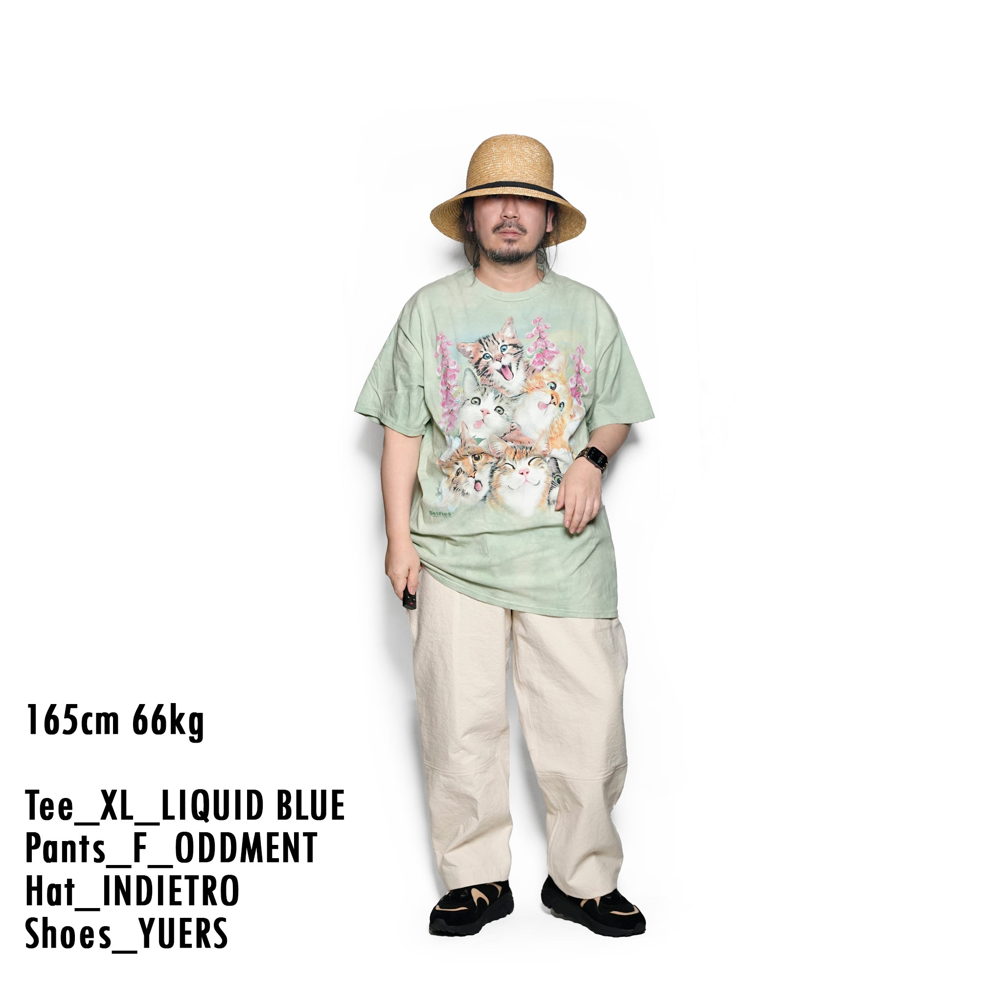 Tie-Dye Kitten Selfie Pet TEE  | Color:Cat Green | 104988【THE MOUNTAIN】【LIQUID BLUE】【ネコポス選択可能】