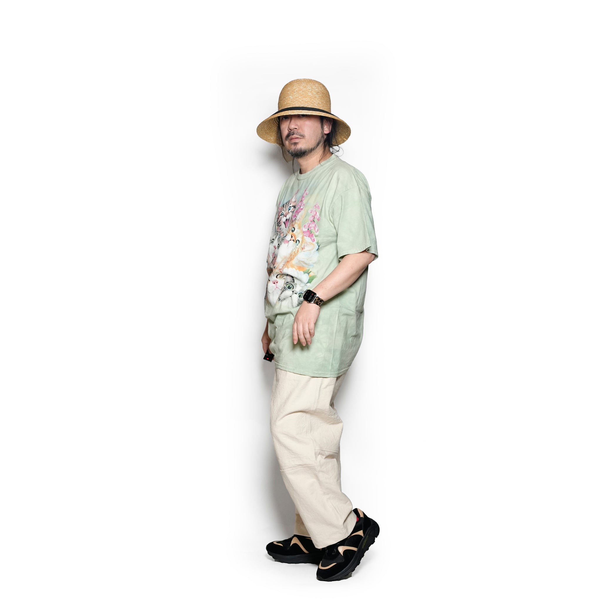 Tie-Dye Kitten Selfie Pet TEE  | Color:Cat Green | 104988【THE MOUNTAIN】【LIQUID BLUE】【ネコポス選択可能】